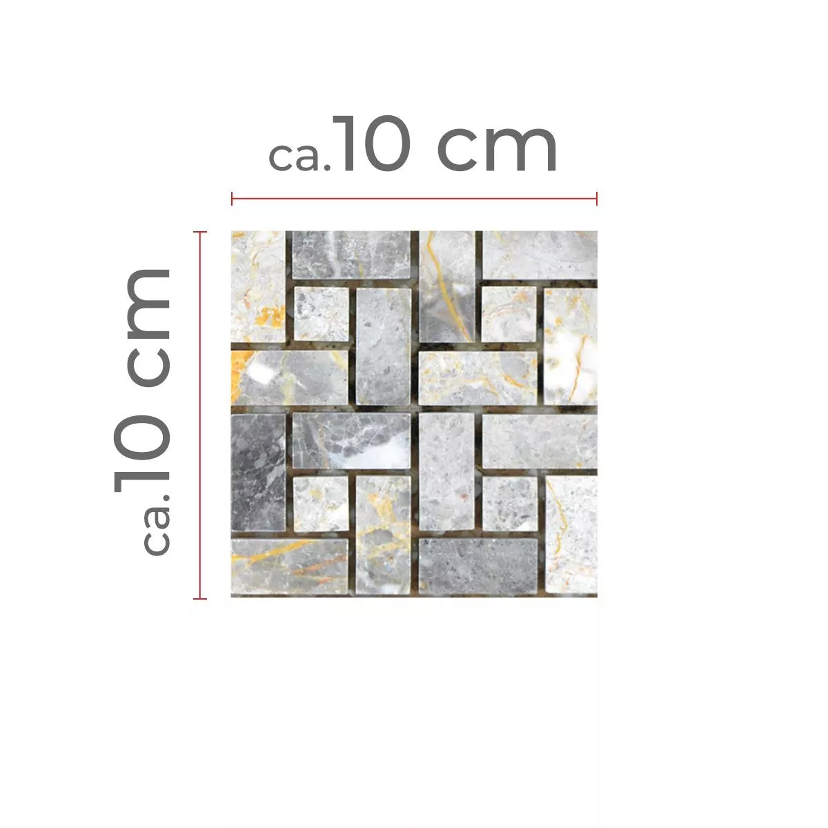 Campione Pietra Naturale Marmo Mosaico Umay Grigio Chiaro Arancione