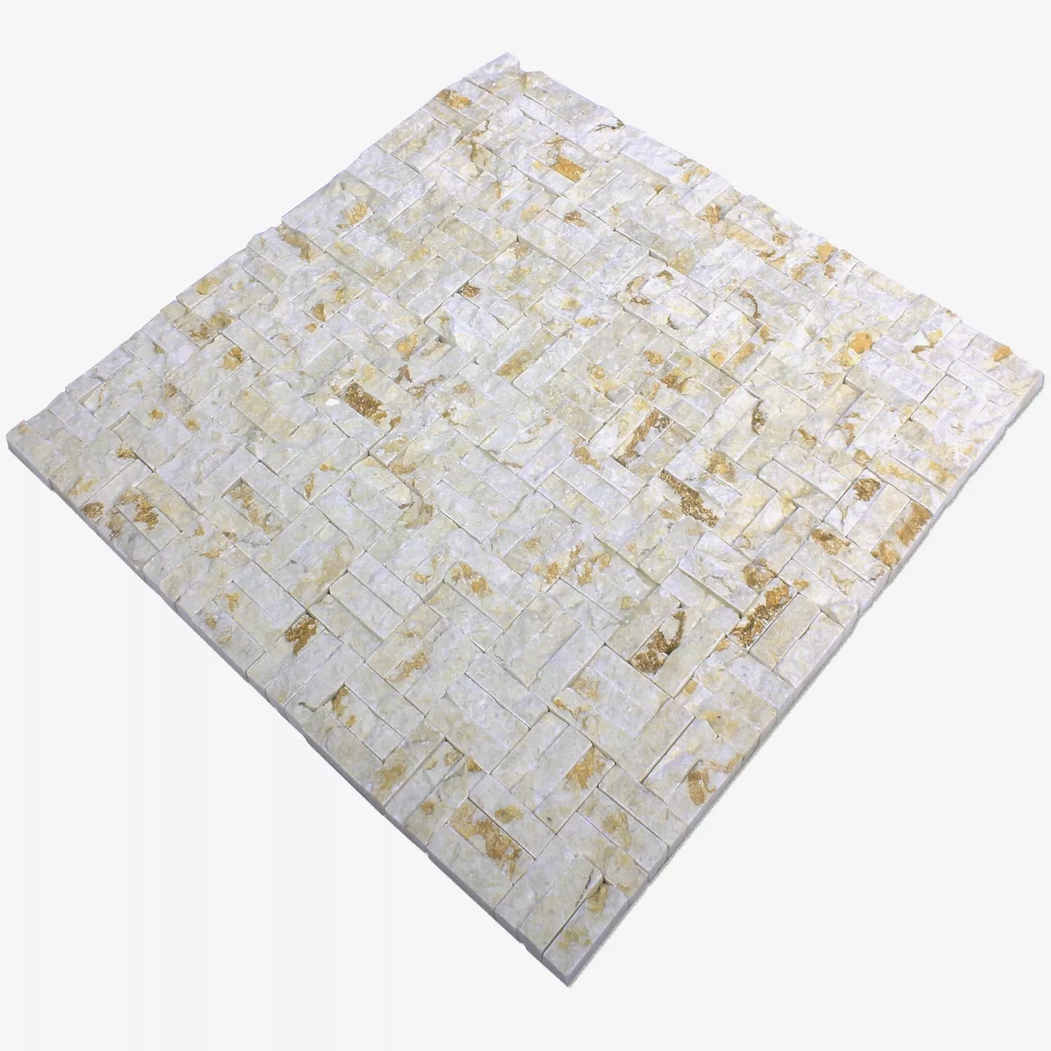 Campione Mosaico Pietra Naturale Parkett Splitface 3D Beige