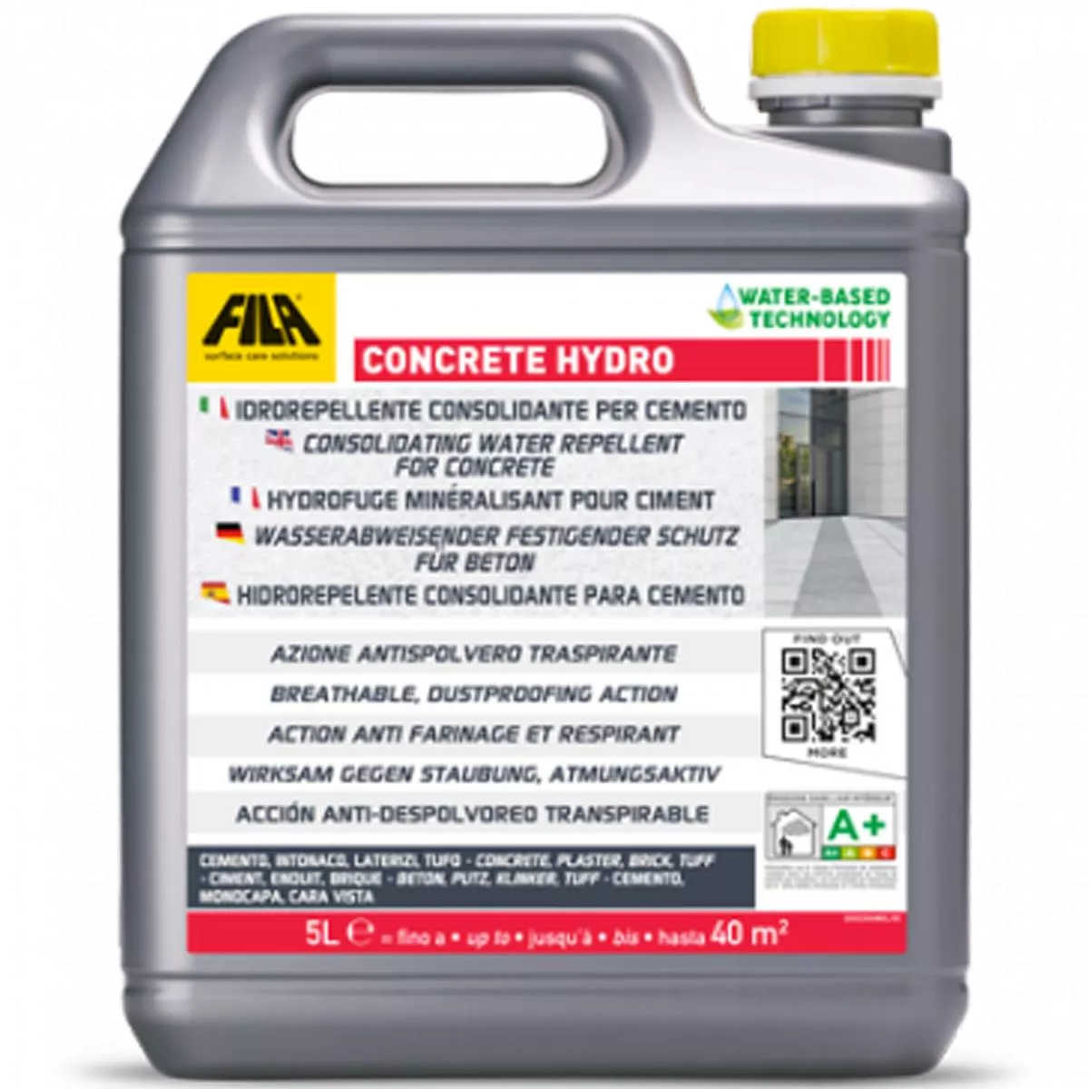 Fila CONCRETE HYDRO Protettivo idrorepellente per calcestruzzo 5 litri Fila CONCRETE HYDRO Protettivo idrorepellente per calcestruzzo 5 litri