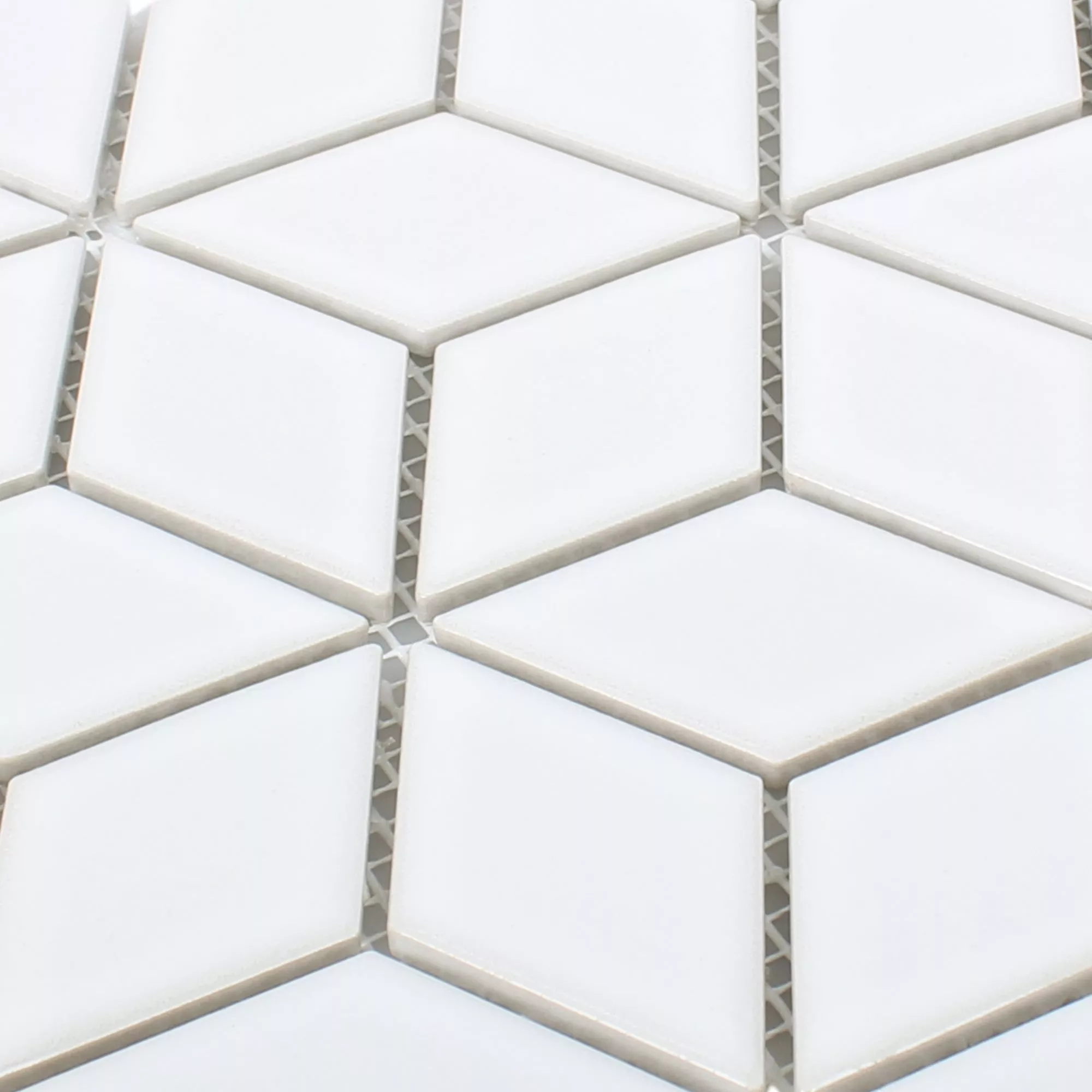 Campione Ceramica Mosaico Cavalier 3D Dadi Bianco Lucida