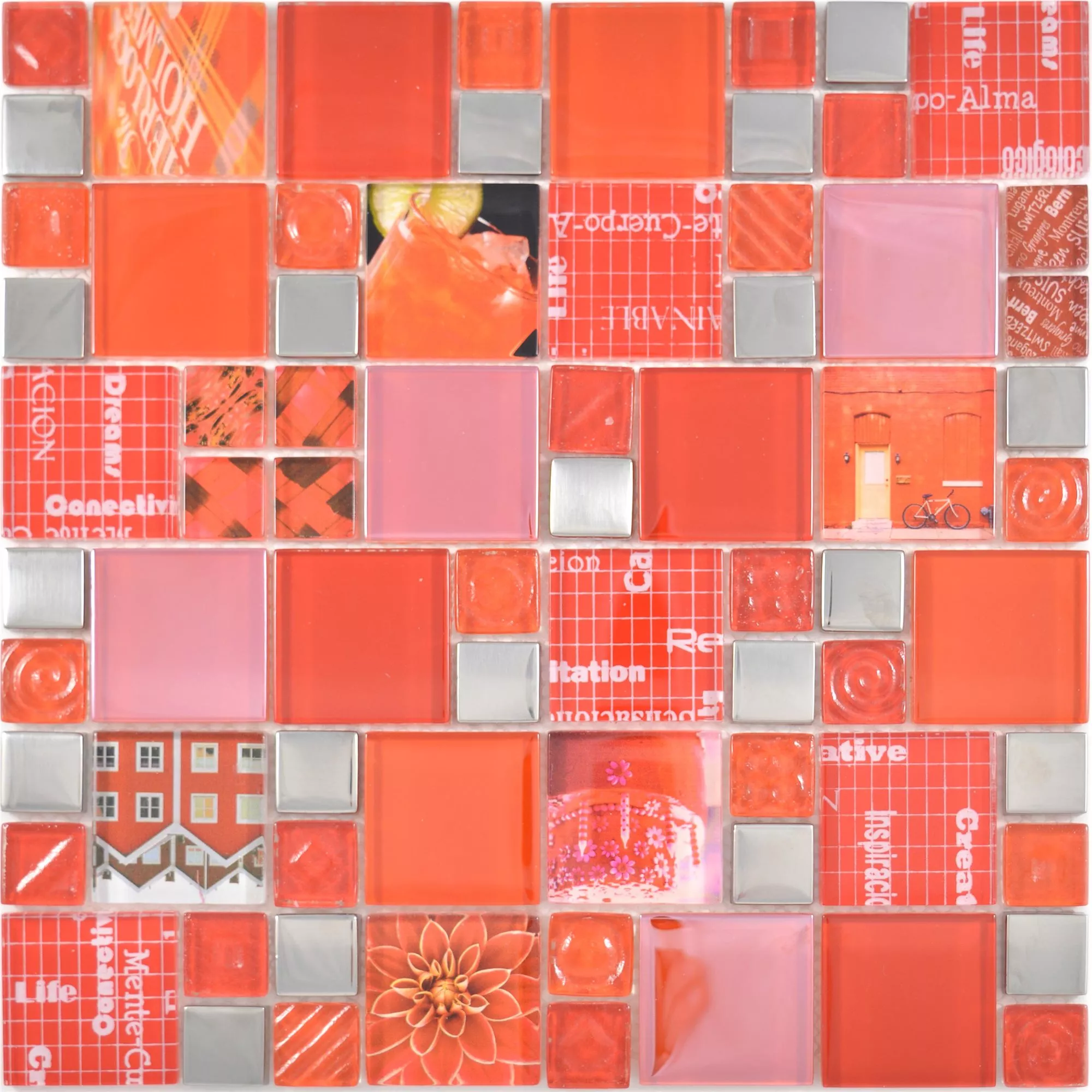 Mosaico Di Vetro Piastrelle Nemesis Rosso