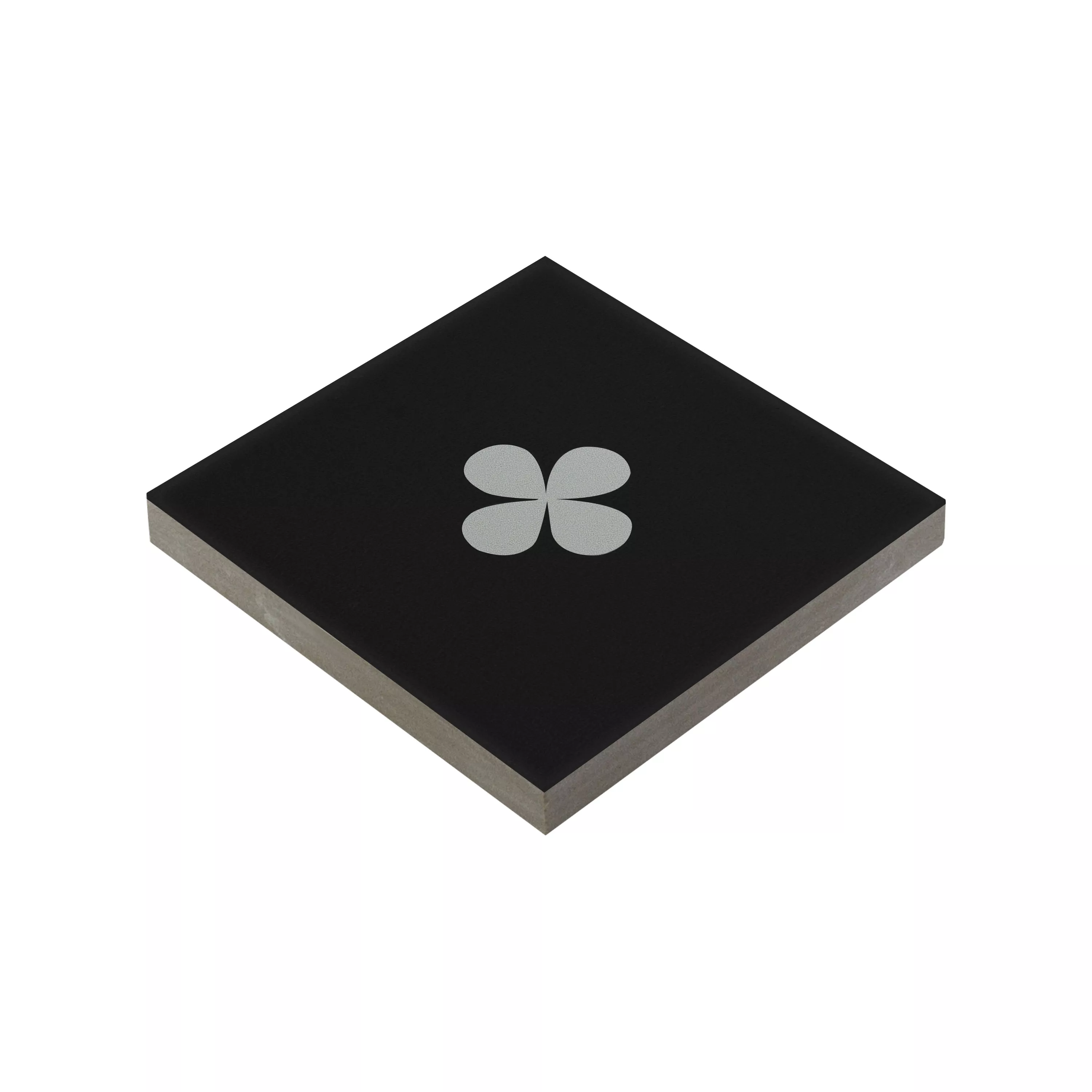 Gres Porcellanato Piastrelle Genexia Nero Bianco Decor 1 Rosone  4,6x4,6cm