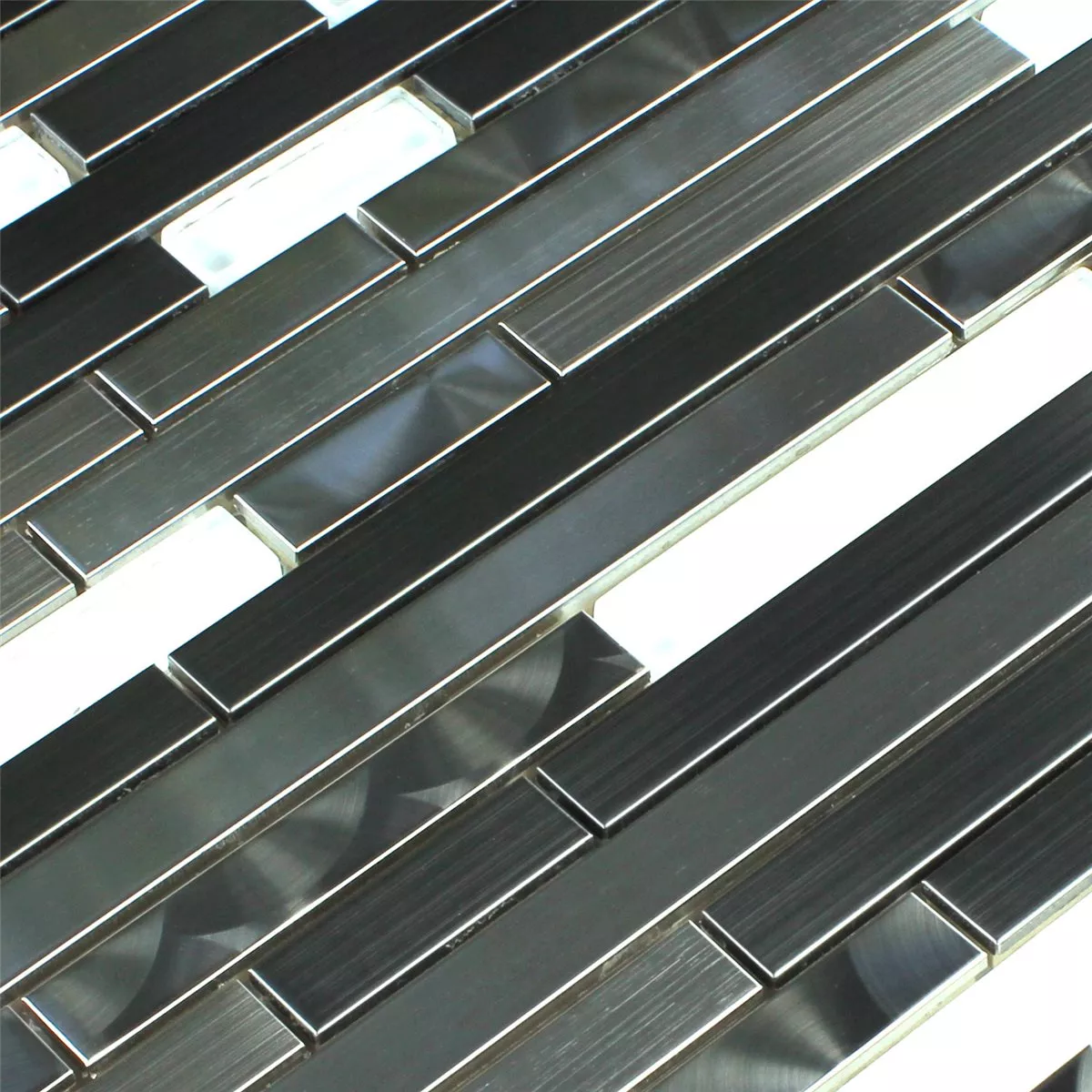 Campione Mosaico Metallo Vetro Bianco Argento Sticks