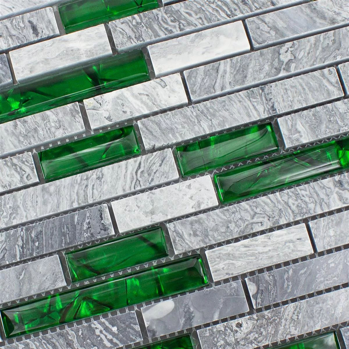 Mosaico Vetro Pietra Piastrelle Sinop Grigio Verde Brick