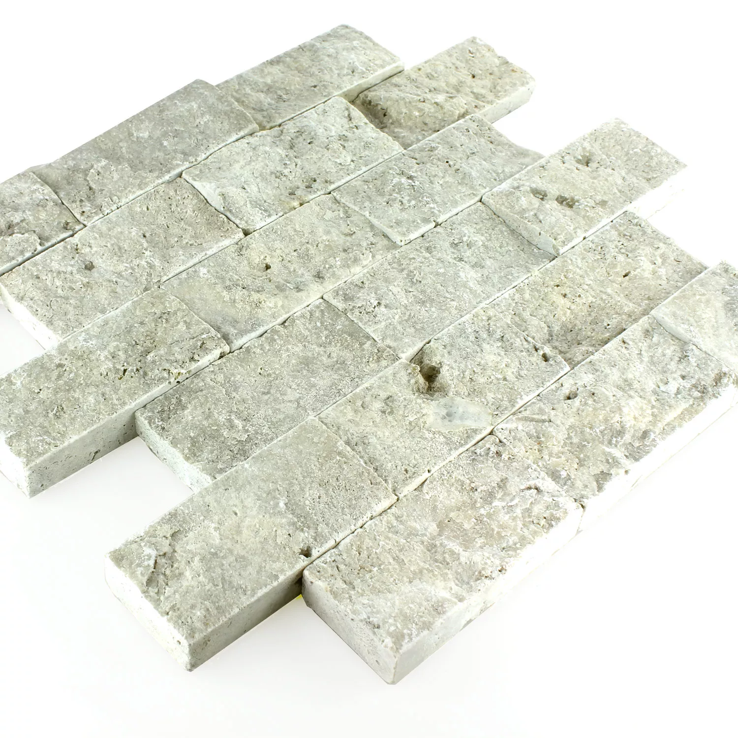 Campione Mosaico Pietra Naturale 3D Argento Brick