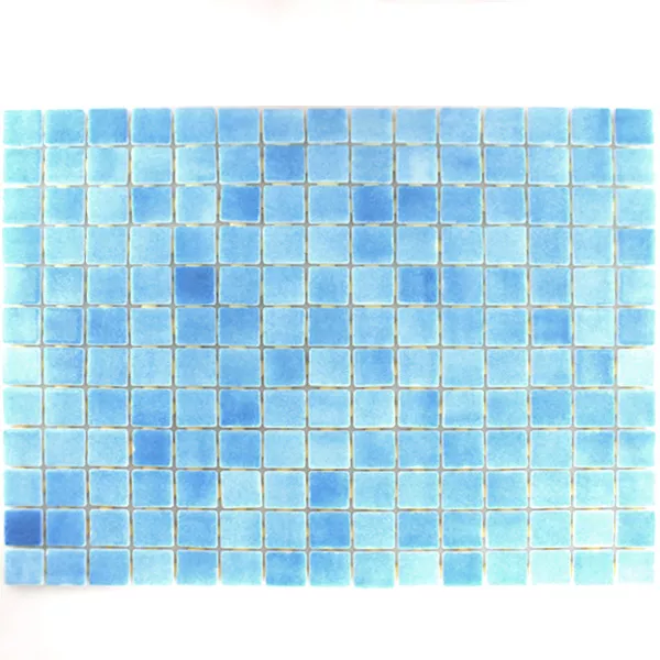 Vetro Piscina Mosaico 25x25x4mm Blu Chiaro Mix