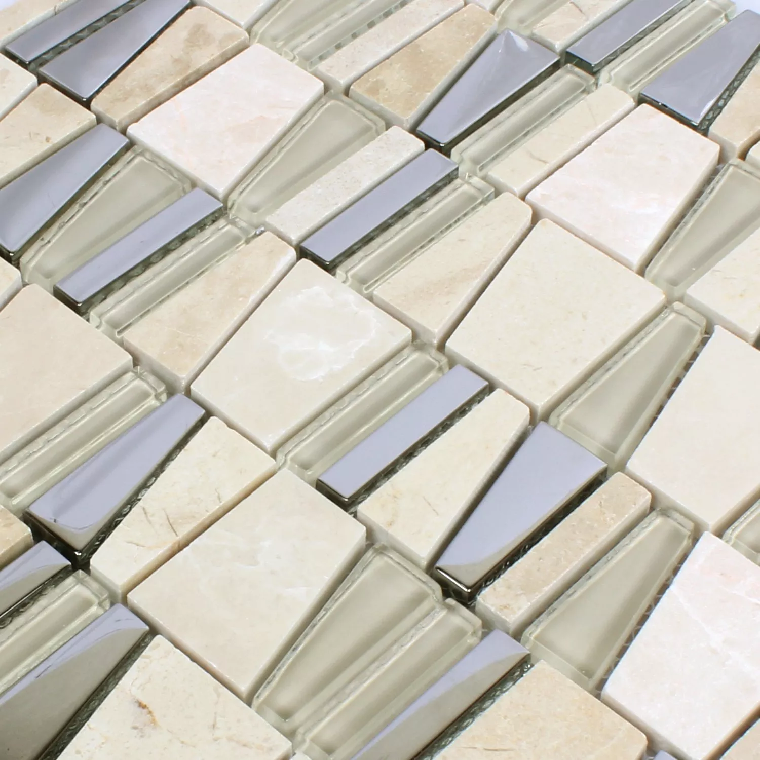 Mosaico Pietra Naturale Vetro Beige Effetto