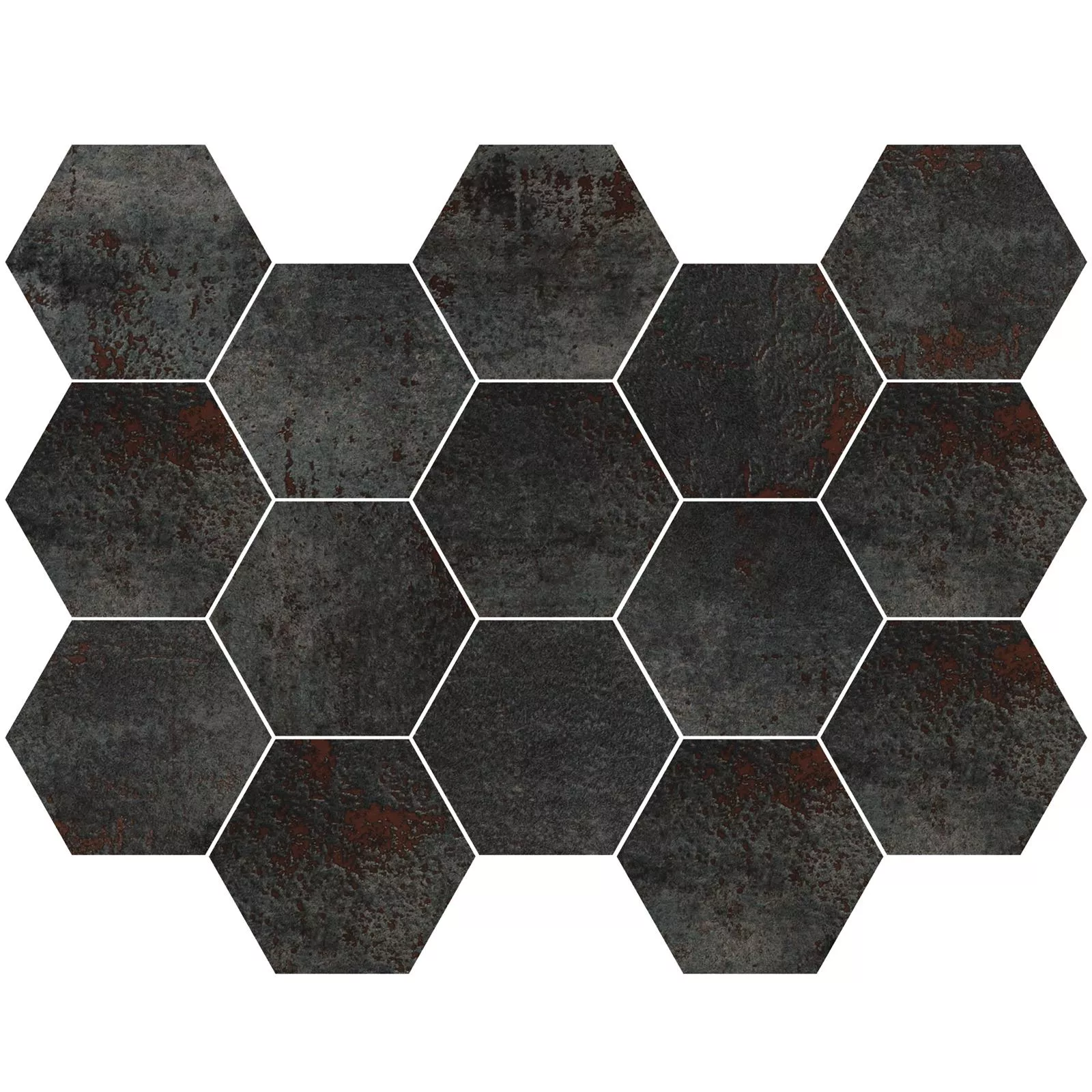 Mosaico Phantom Titanium Esagono Leggermente Lucido