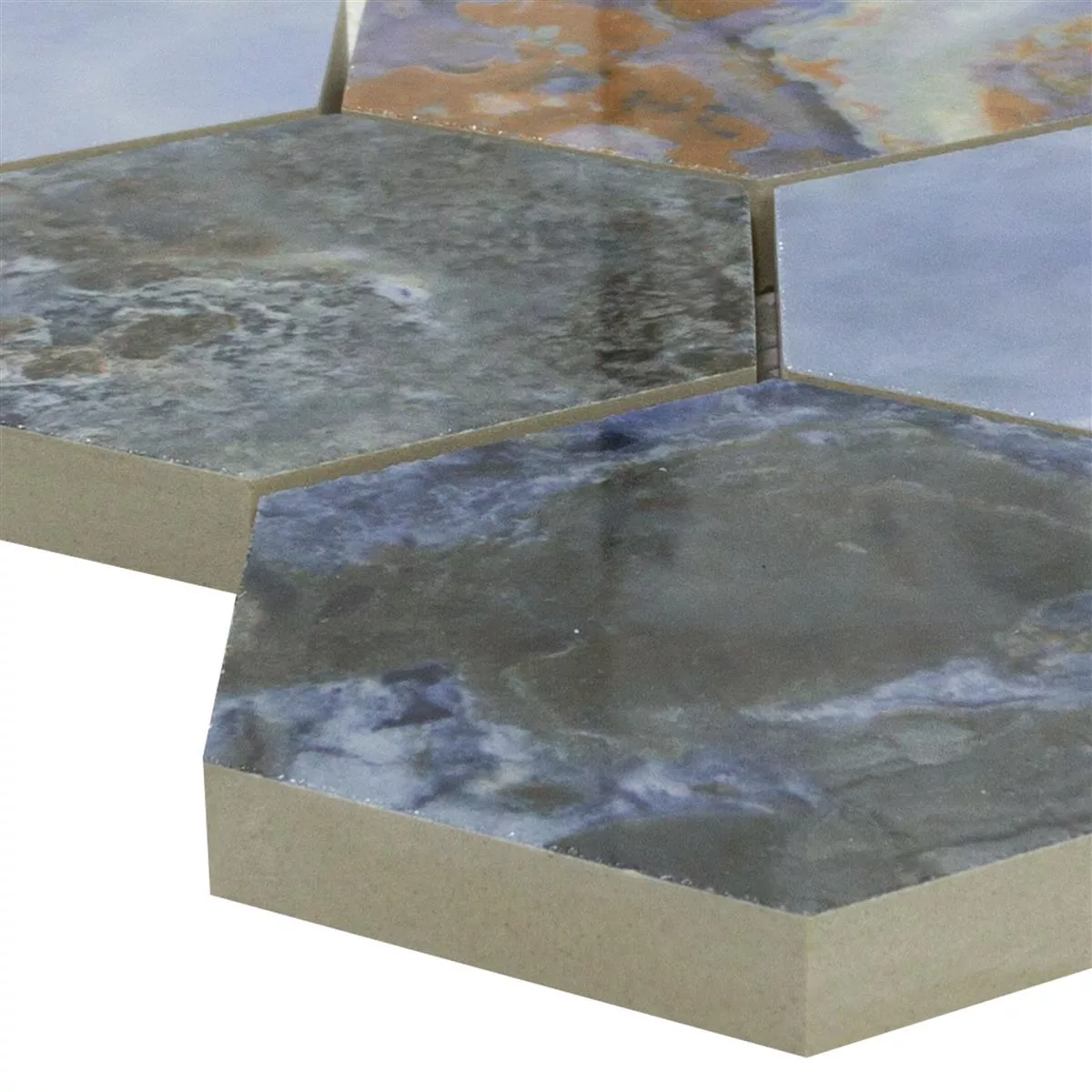 Ceramica Mosaico Piastrelle Naftalin Esagono Blu Nero Ceramica Mosaico Piastrelle Naftalin Esagono Blu Nero