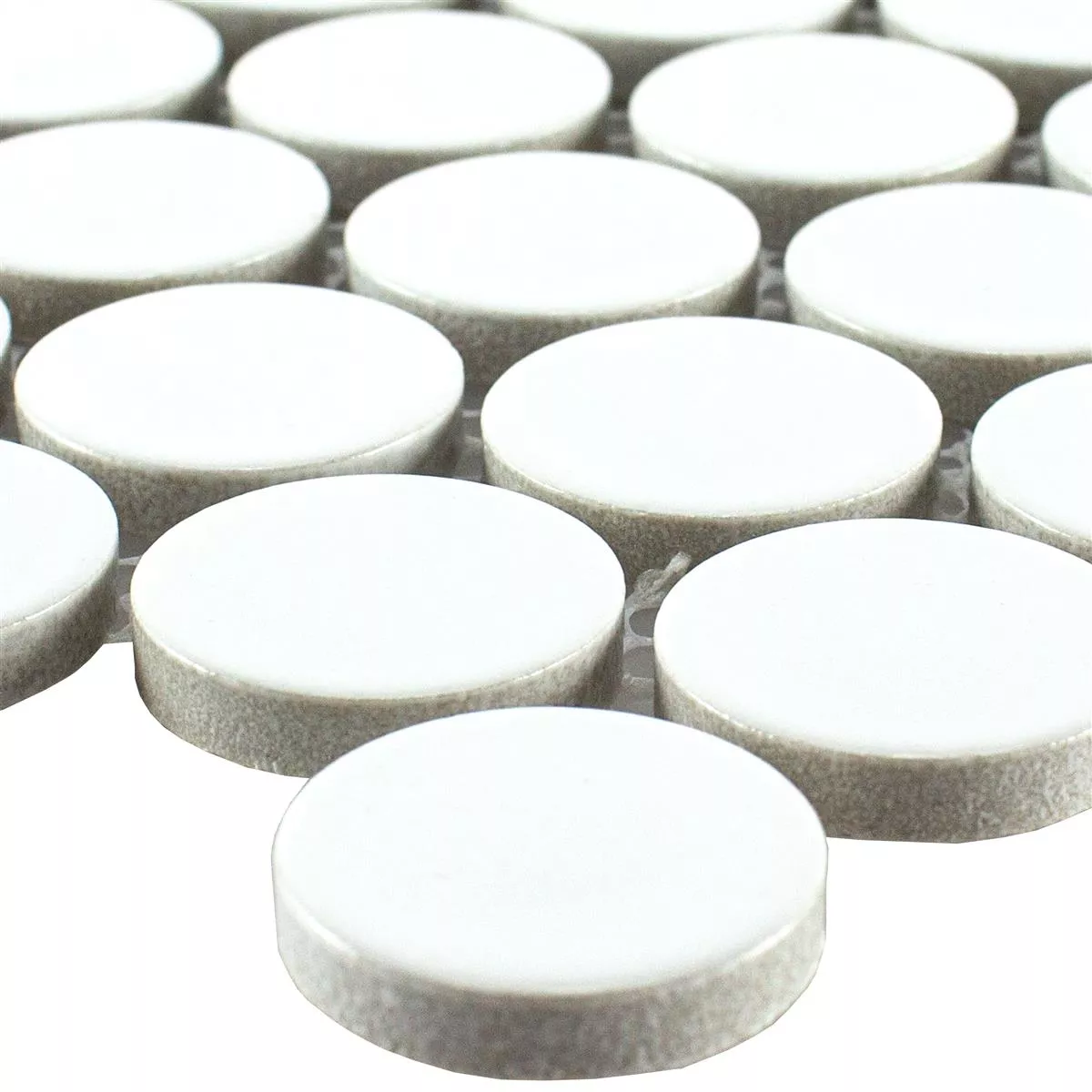 Ceramica Bottone Mosaico LaRosita Bianco Lucida