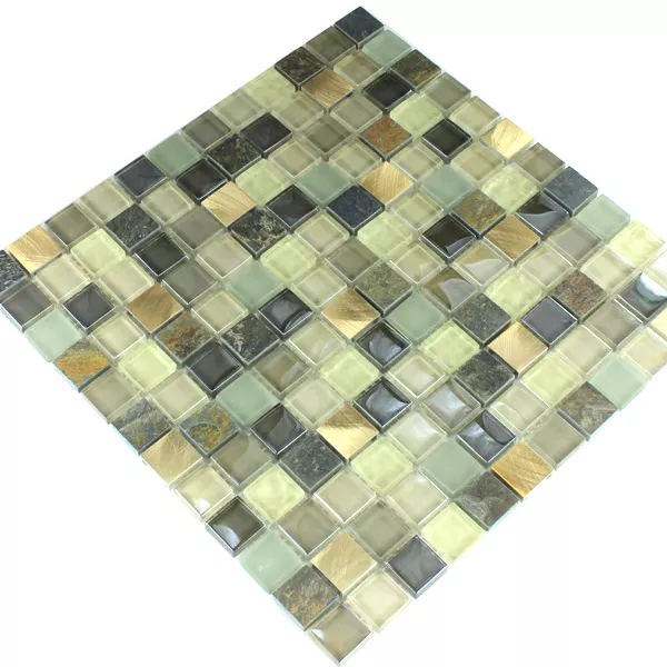 Campione Alluminio Mosaico Vetro Pietra Naturale Quarzite