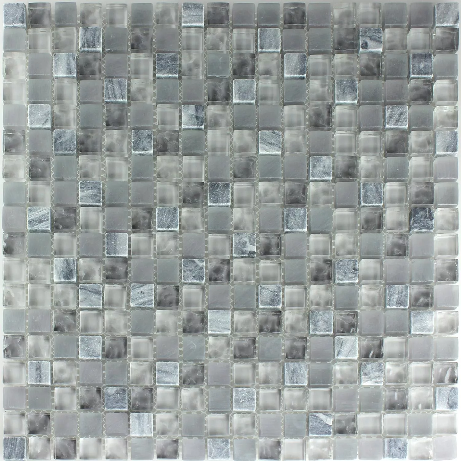 Mosaico Vetro Marmo Grigio Chiaro 15x15x8mm