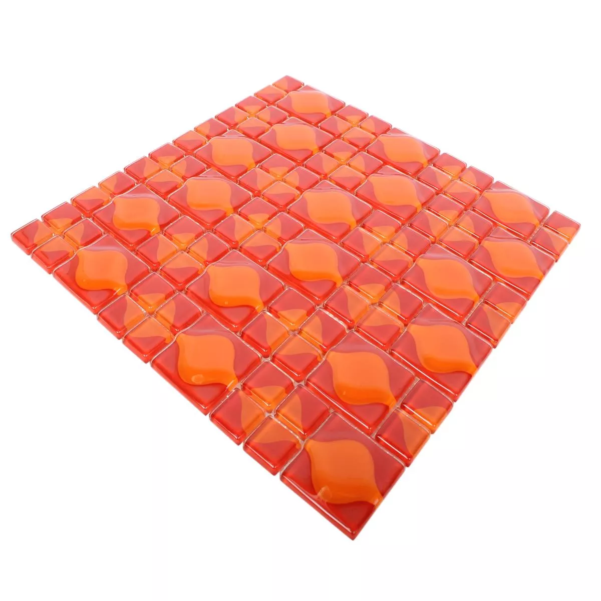 Campione Mosaico Vetro Piastrella Nokta Rosso Arancione 3D