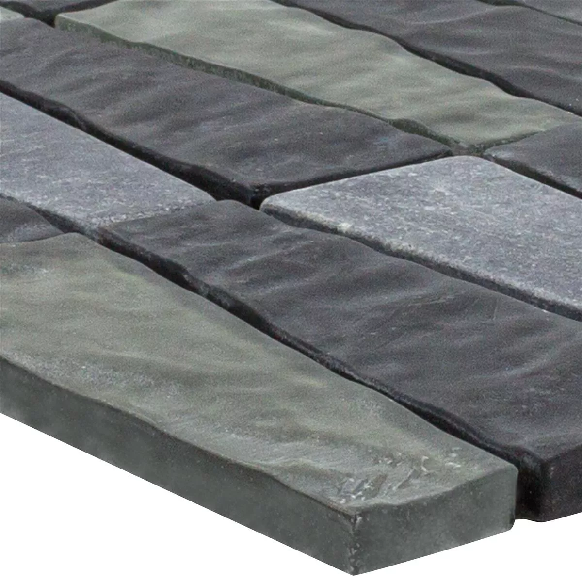 Mosaico Vetro Pietra Piastrelle Marseille Grigio Nero Mix  Mosaico Vetro Pietra Piastrelle Marseille Grigio Nero Mix