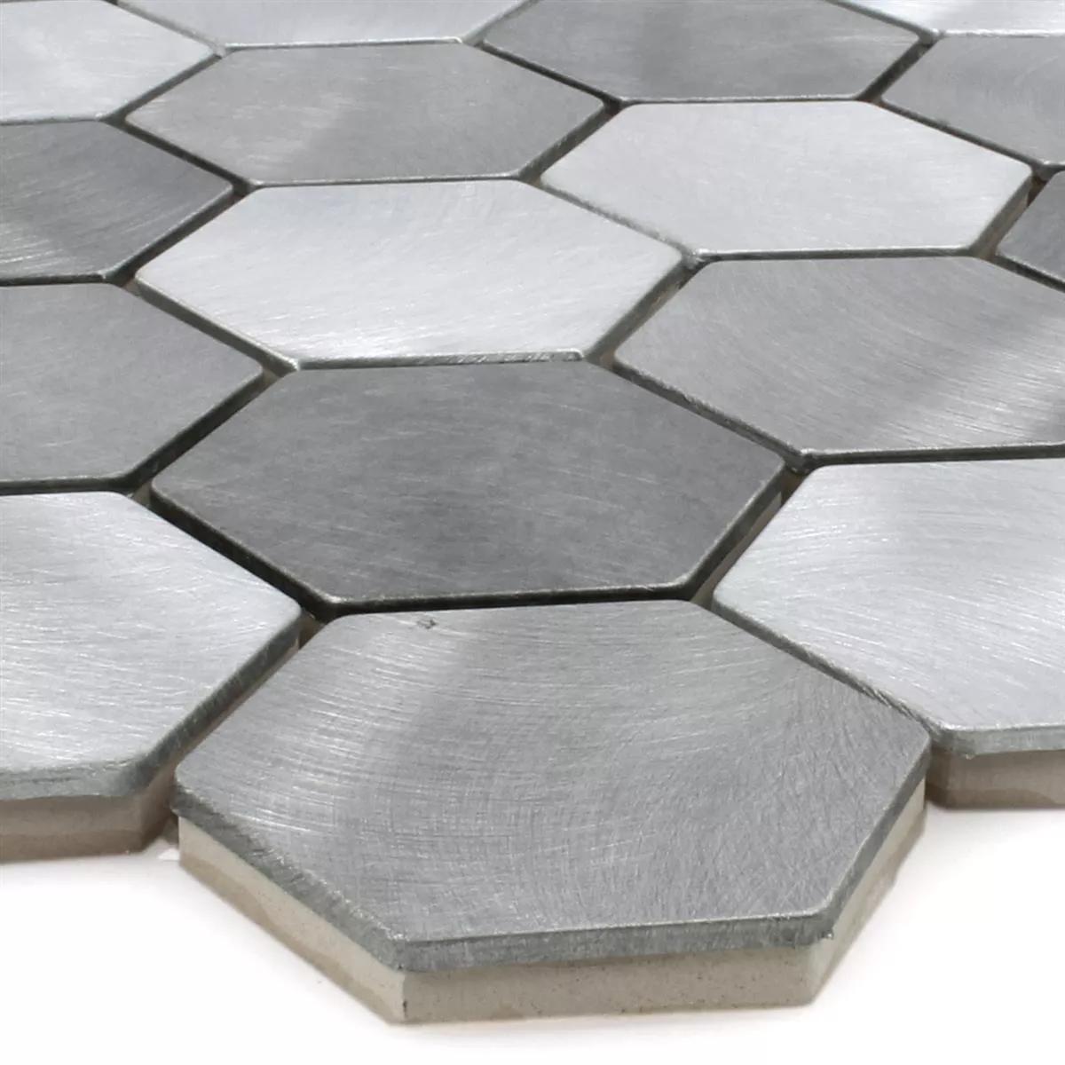 Mosaico Alluminio Manhatten Esagono Grigio Argento