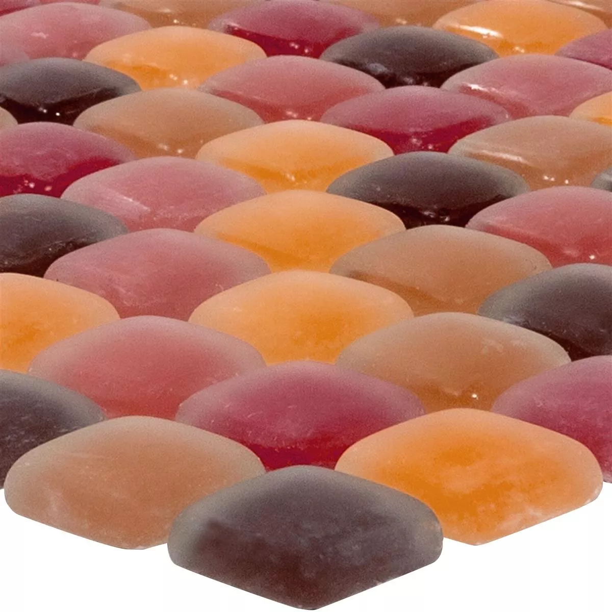 Mosaico Di Vetro Piastrelle Ponterio Frosted Rosso Mix Mosaico Di Vetro Piastrelle Ponterio Frosted Rosso Mix