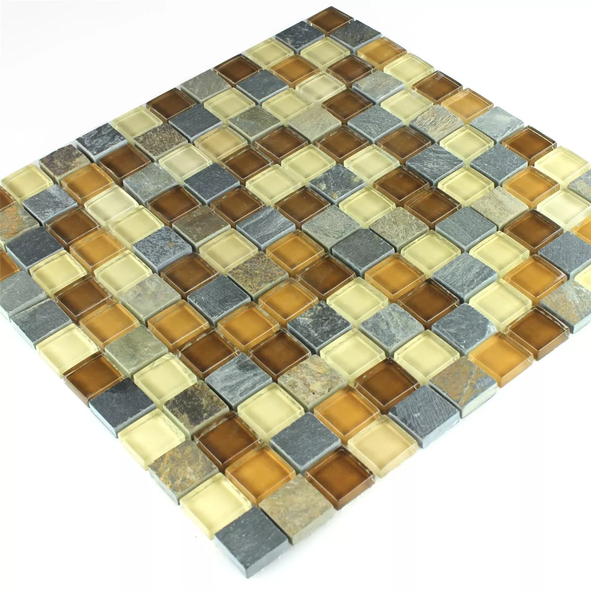 Campione Mosaico Vetro Pietra Naturale Beige