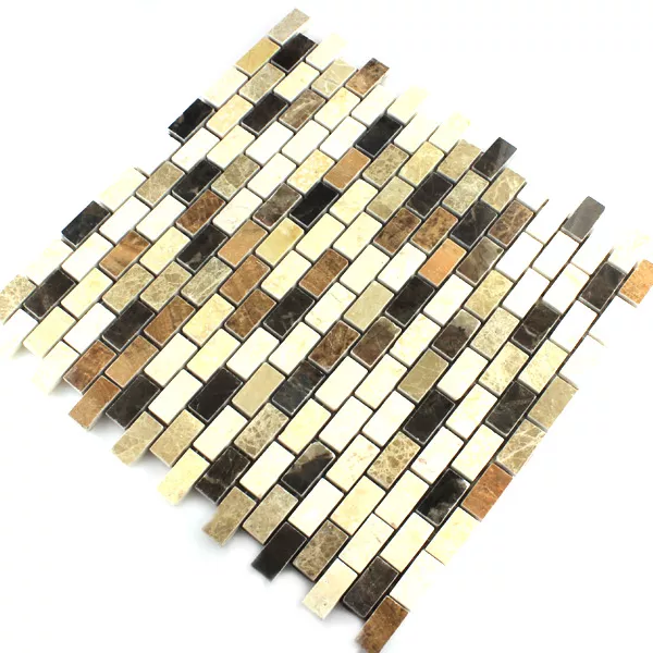 Mosaico Marmo Marrone Beige Lucidato 15x30x7mm