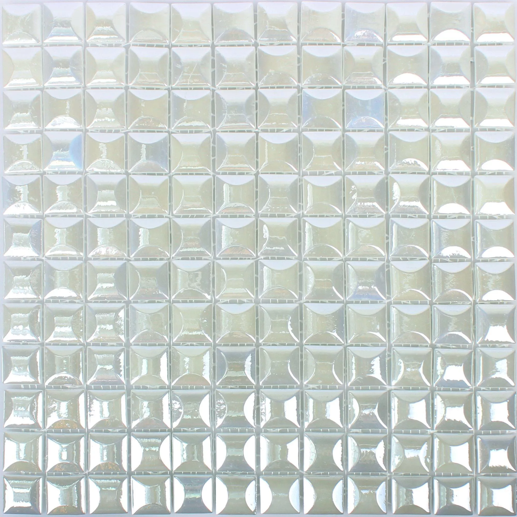 Mosaico Vetro Piastrella Monrovia Bianco 3D Metallico