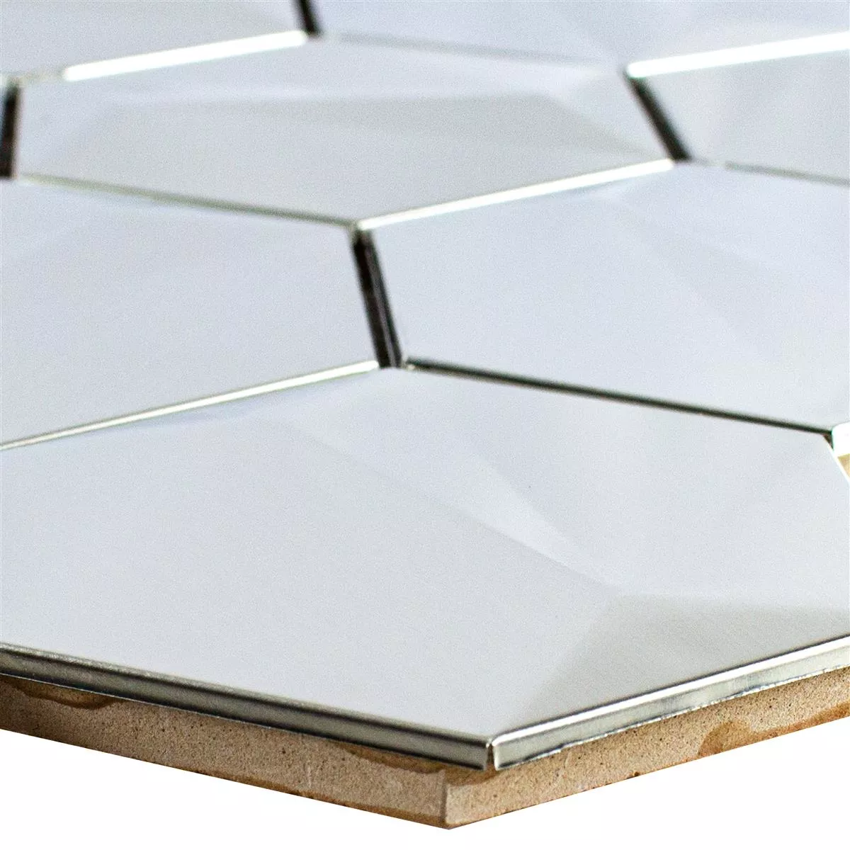 Metallo Mosaico Durango Esagono 3D Argento Metallo Mosaico Durango Esagono 3D Argento