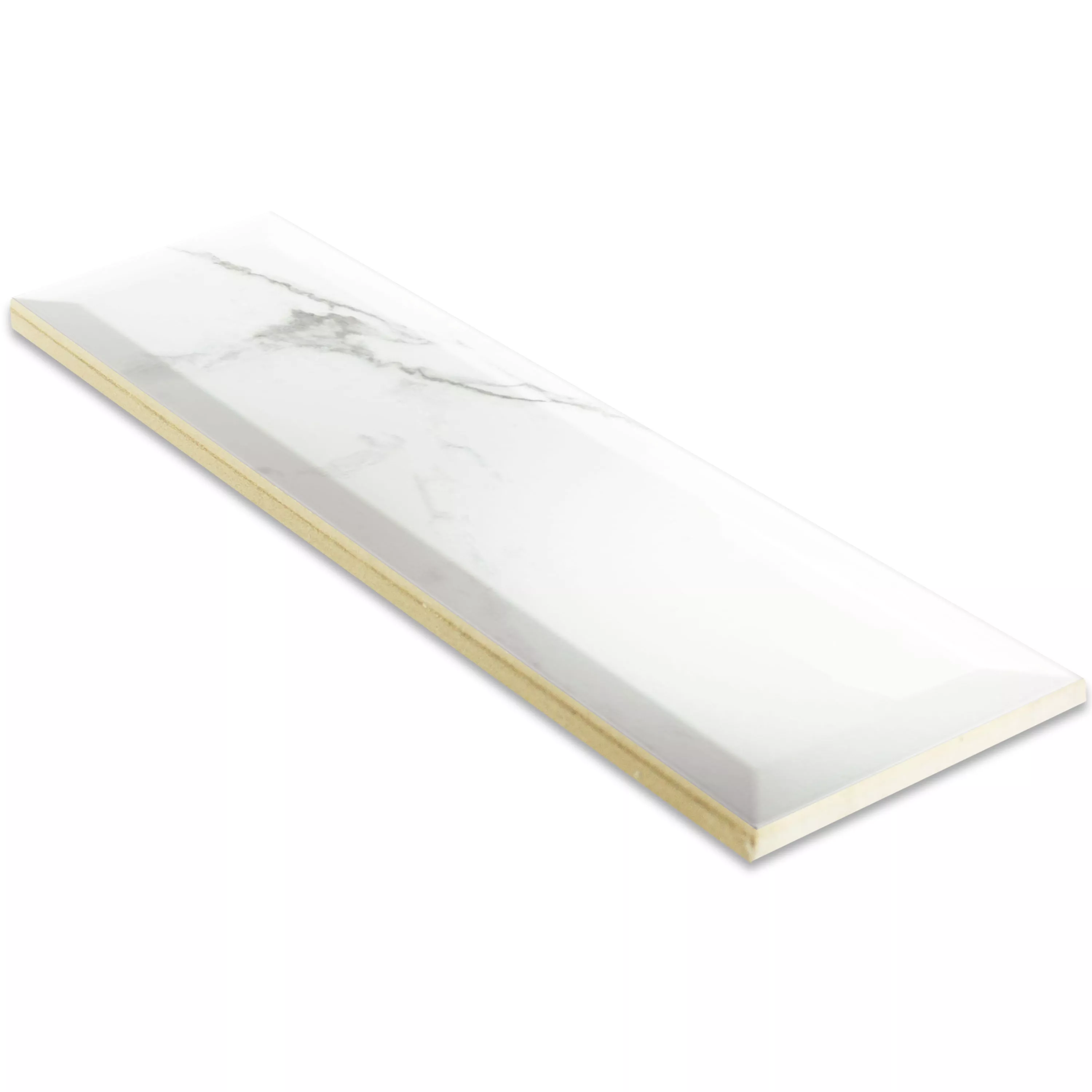 Metro Rivestimenti Girona Marmo Ottica Sfaccettatura Bianco Lucida 10x30cm