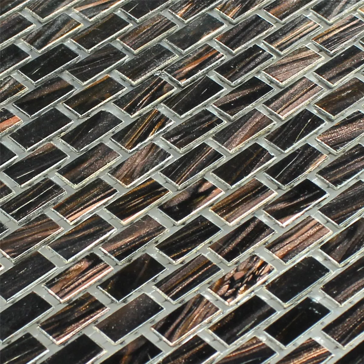 Mosaico Vetro Orostar Marrone Mini Brick