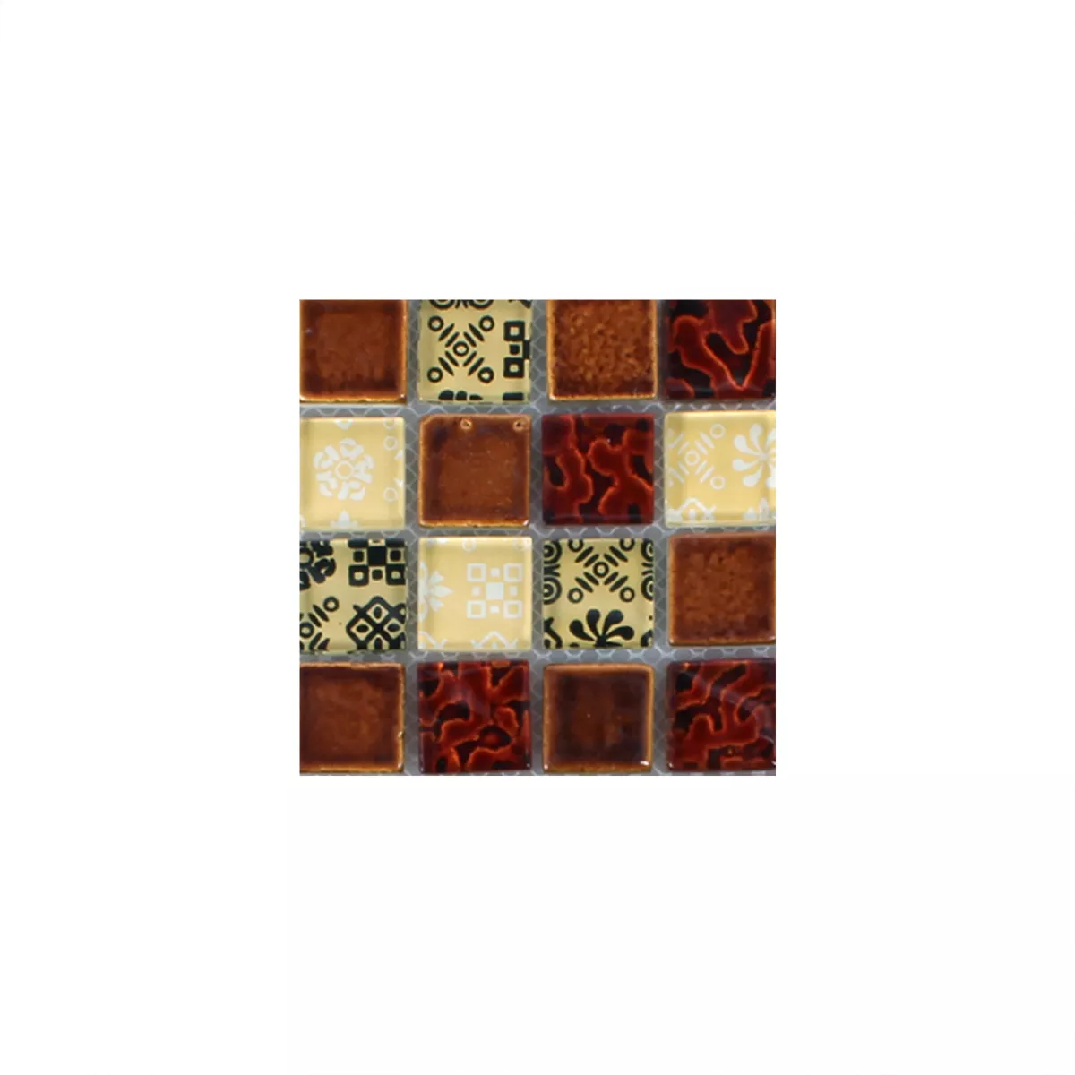 Campione Mosaico Resin Vetro Belmont Rosso Beige