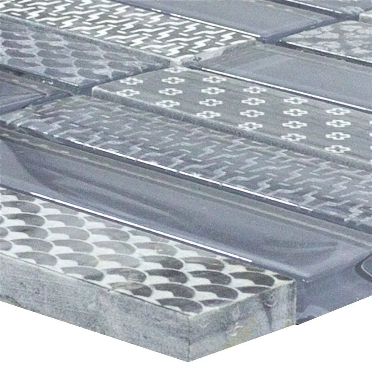 Mosaico Vetro Pietra Piastrelle Celestiana Ornamento Brick Grigio Mix Mosaico Vetro Pietra Piastrelle Celestiana Ornamento Brick Grigio Mix