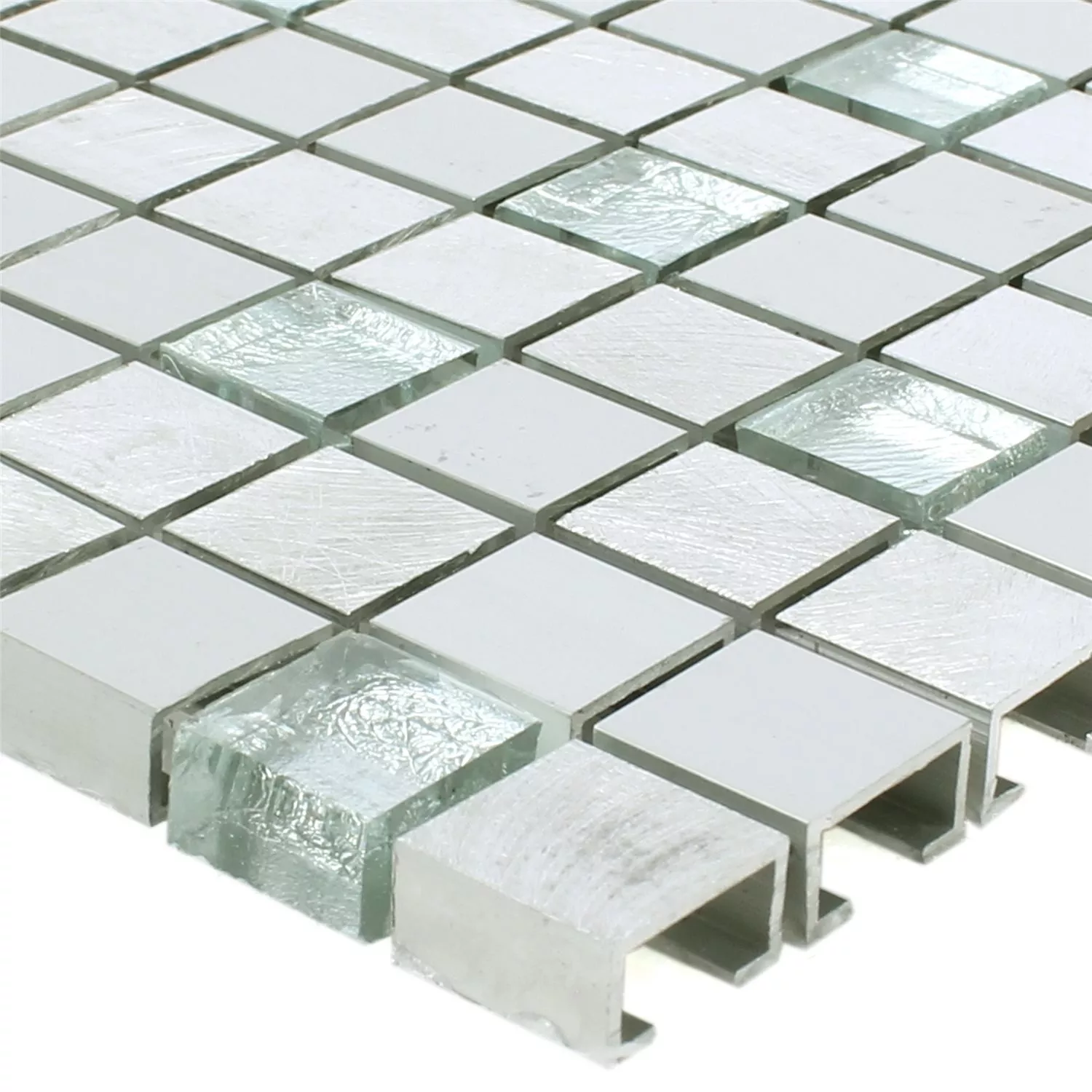 Mosaico Lissabon Alluminio Vetro Mix Argento