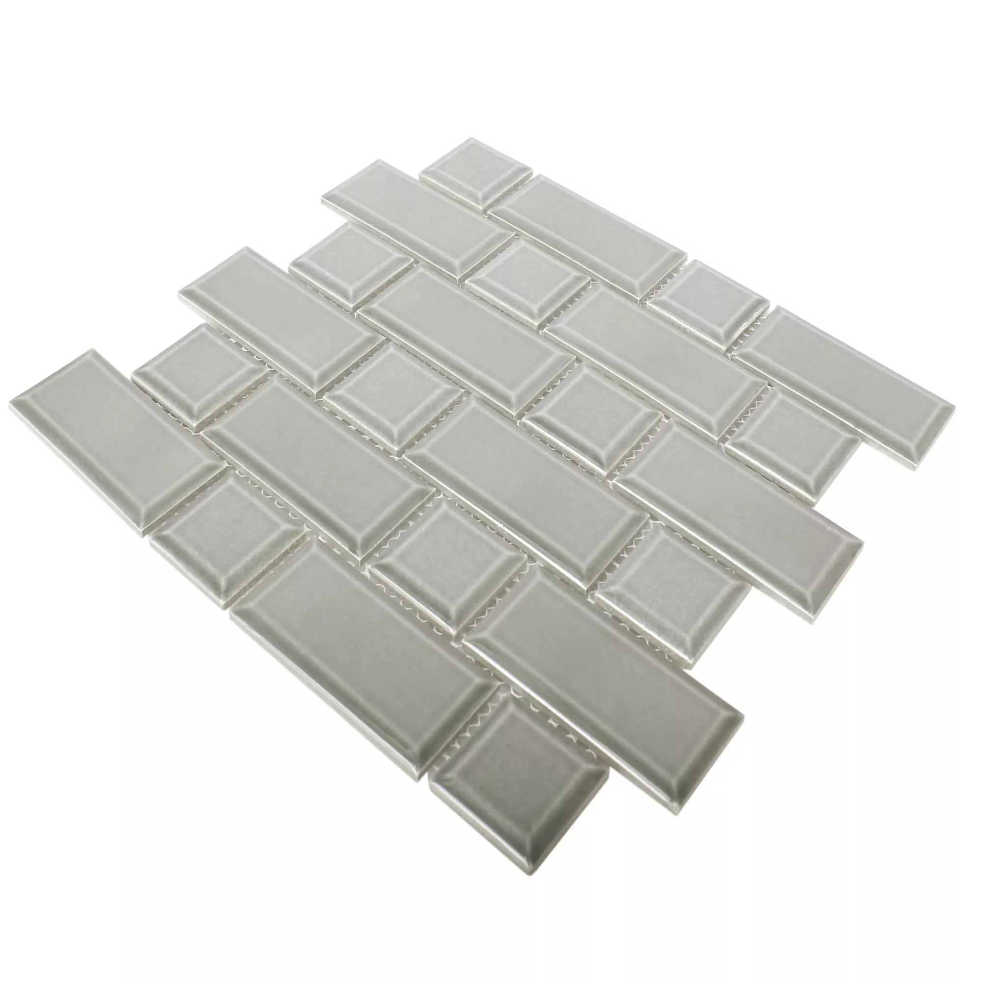 Campione Ceramica Mosaico Bengal Metro Facette Grigio Chiaro