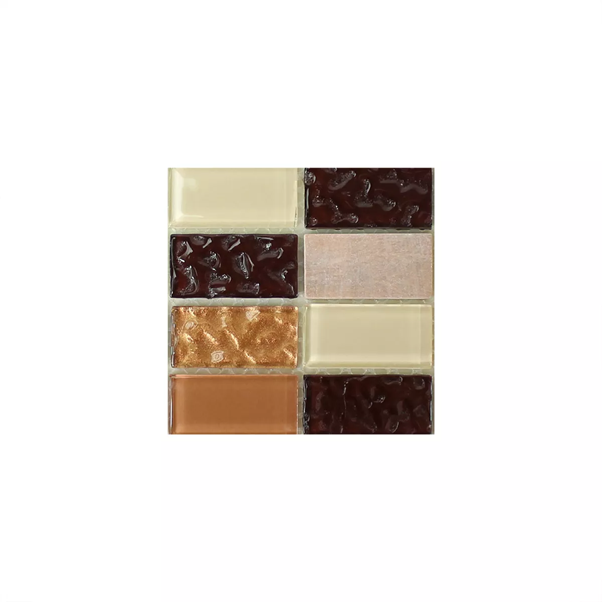 Campione Autoadesivoe Mosaico Pietra Naturale Vetro Beige Marrone Brick