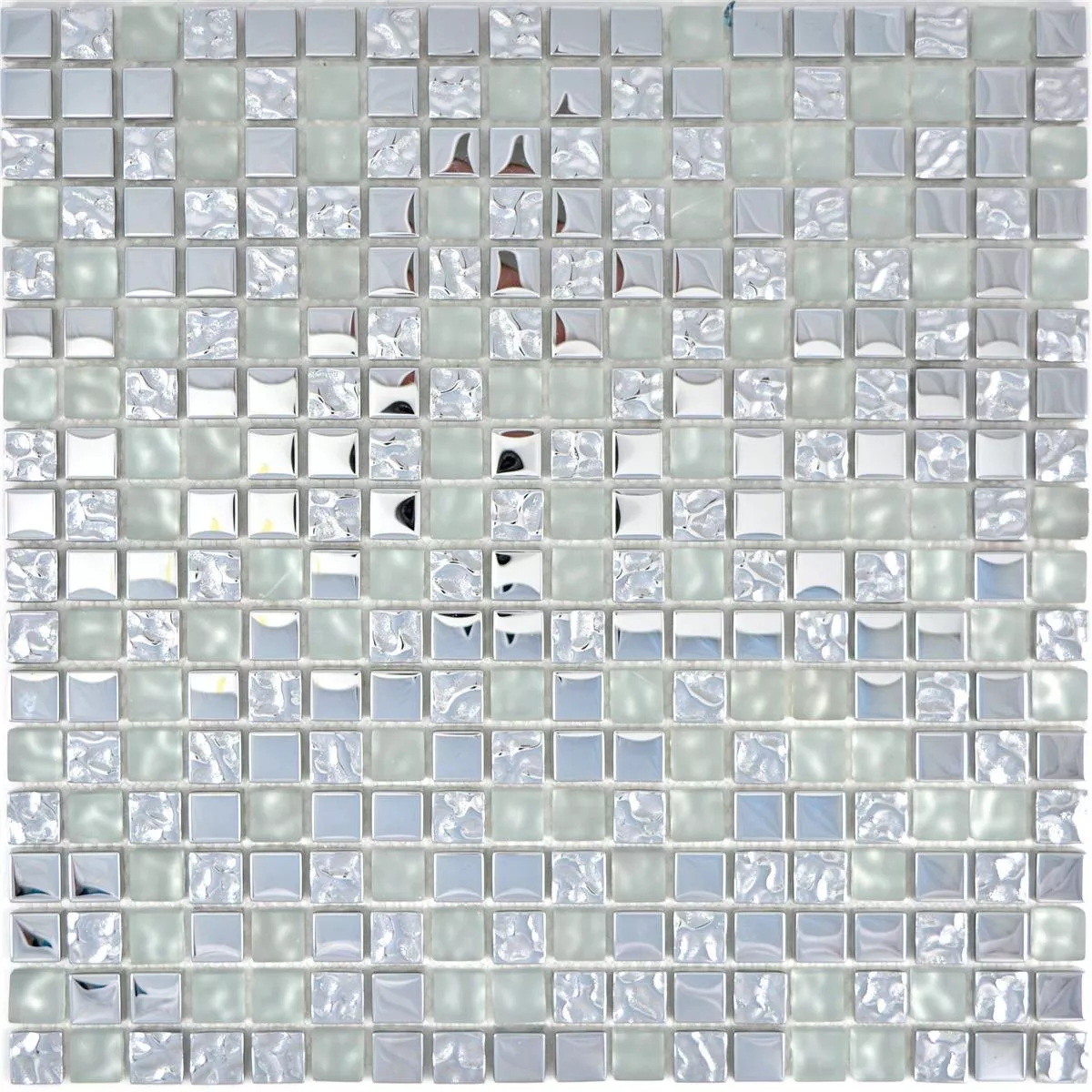 Campione Mosaico Di Vetro Piastrella Tolstoi Argento Bianco