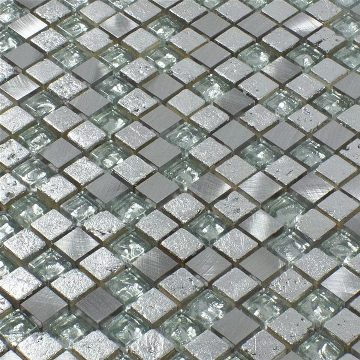 Pietra Naturale Vetro Alluminio Mosaico Stilo Grigio Chiaro Argento