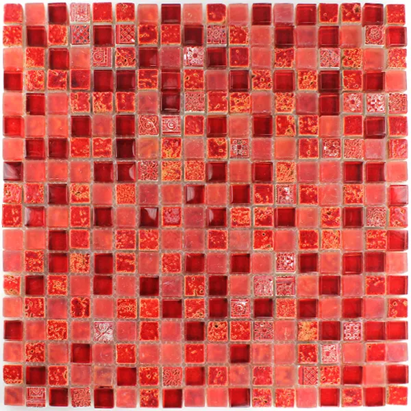 Mosaico Escimo Vetro Pietra Naturale Rosso