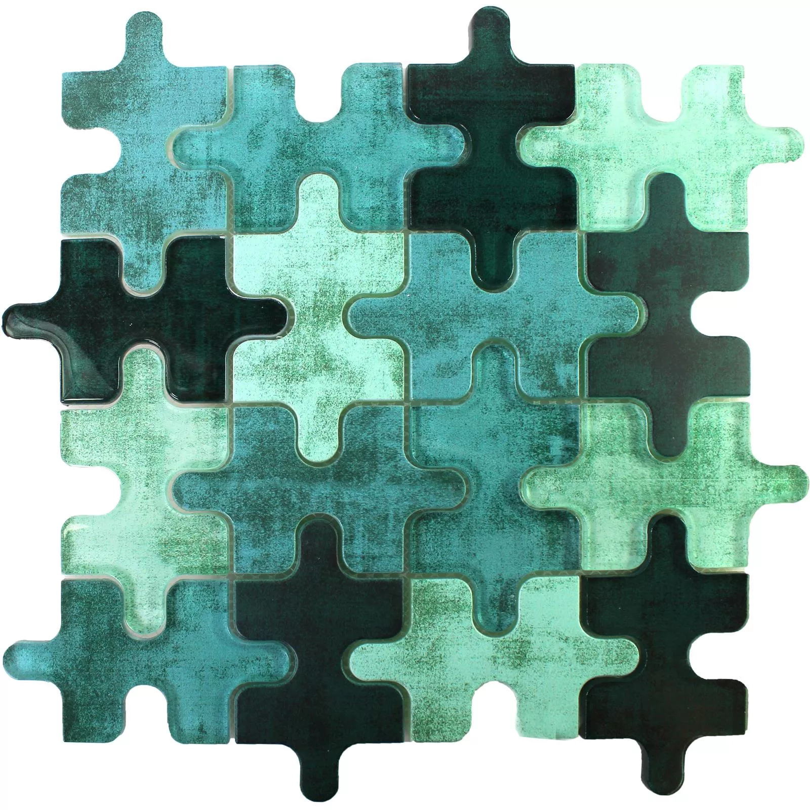 Mosaico Di Vetro Piastrelle Puzzle Verde