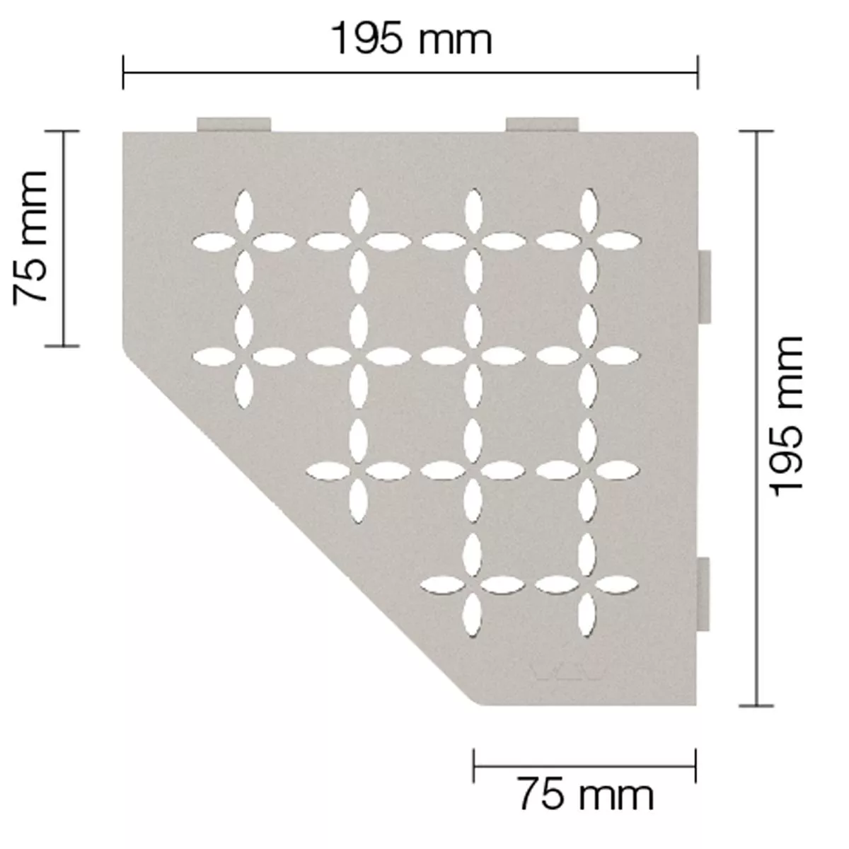 Mensola a muro Mensola per doccia Schlüter a 5 angoli 19,5x19,5 cm beige floreale