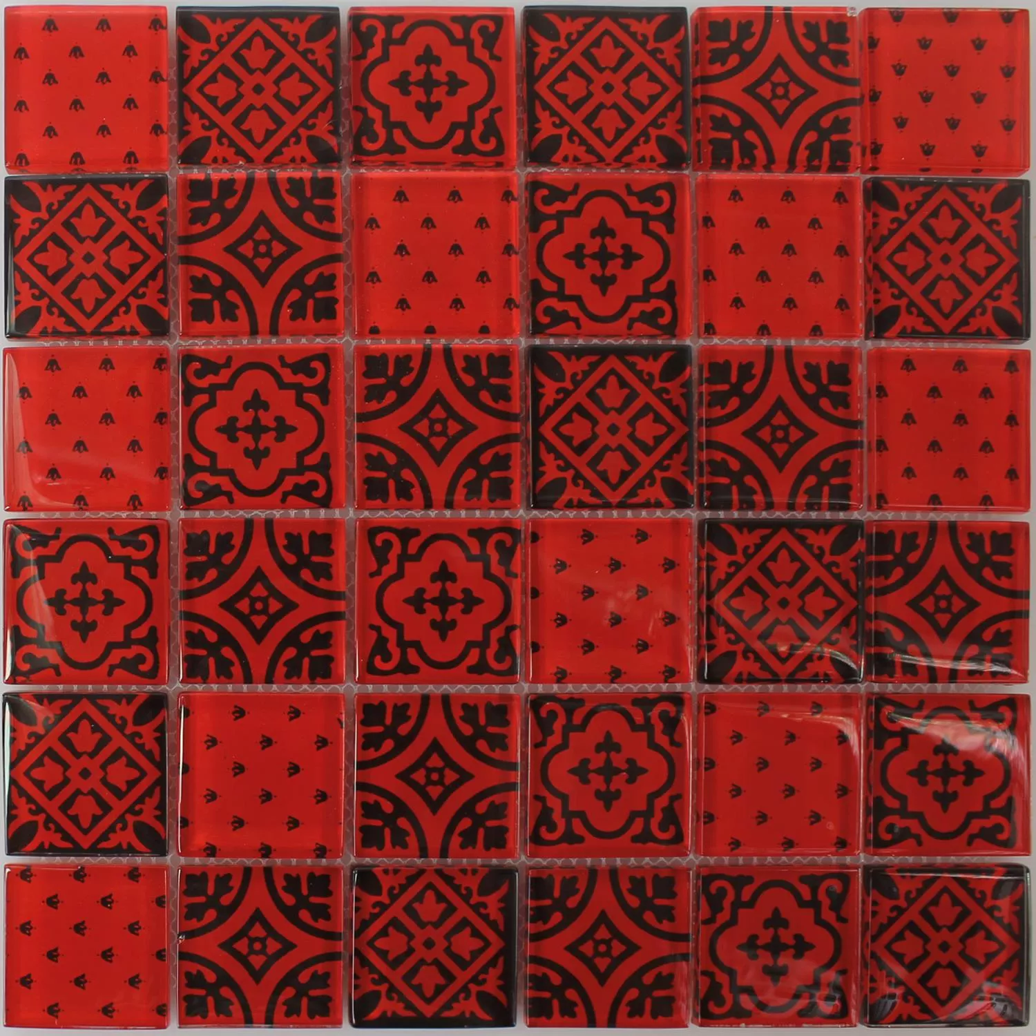 Mosaico Vetro Barock Ornamento Rosso