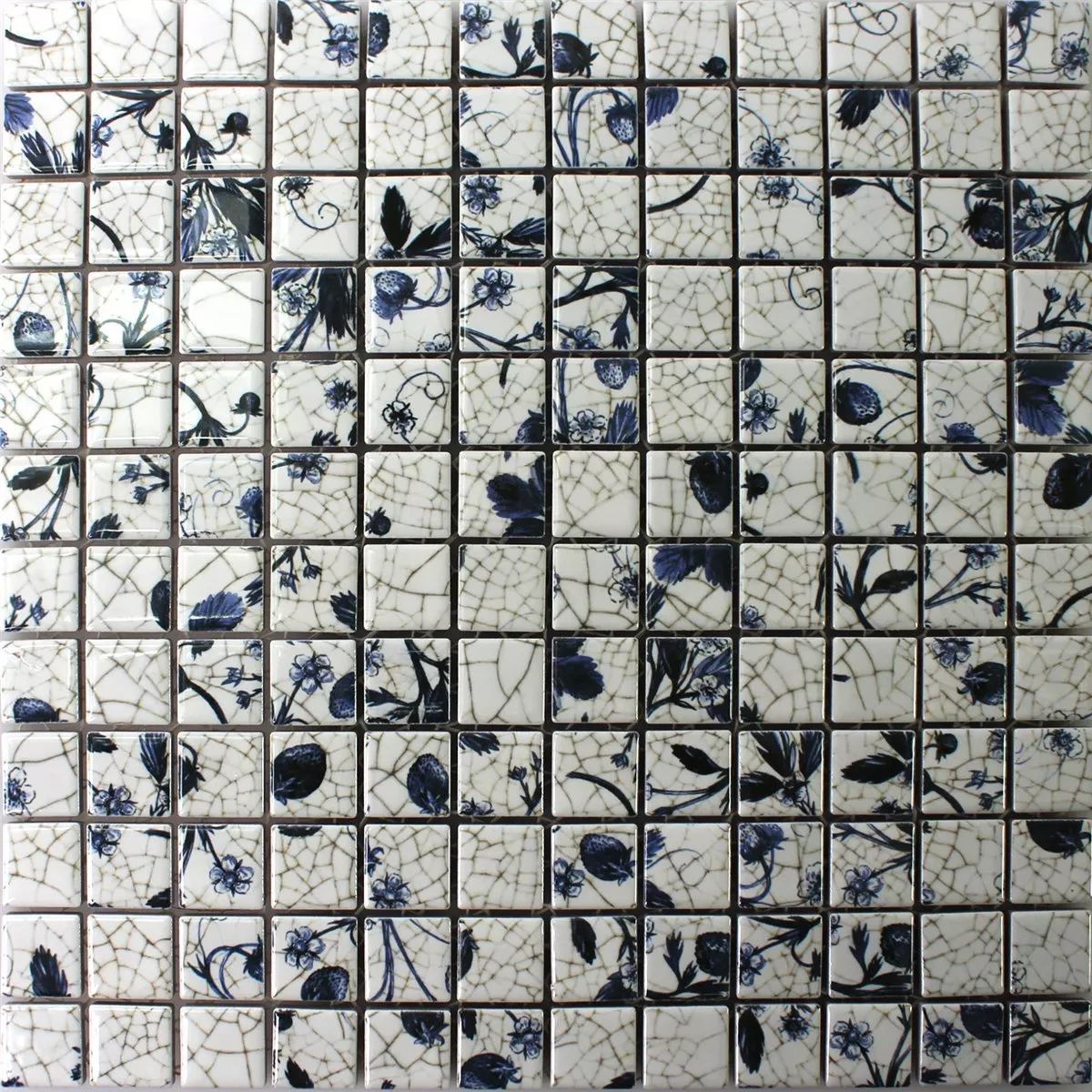 Mosaico Ceramica Strawberry Bianco Blu