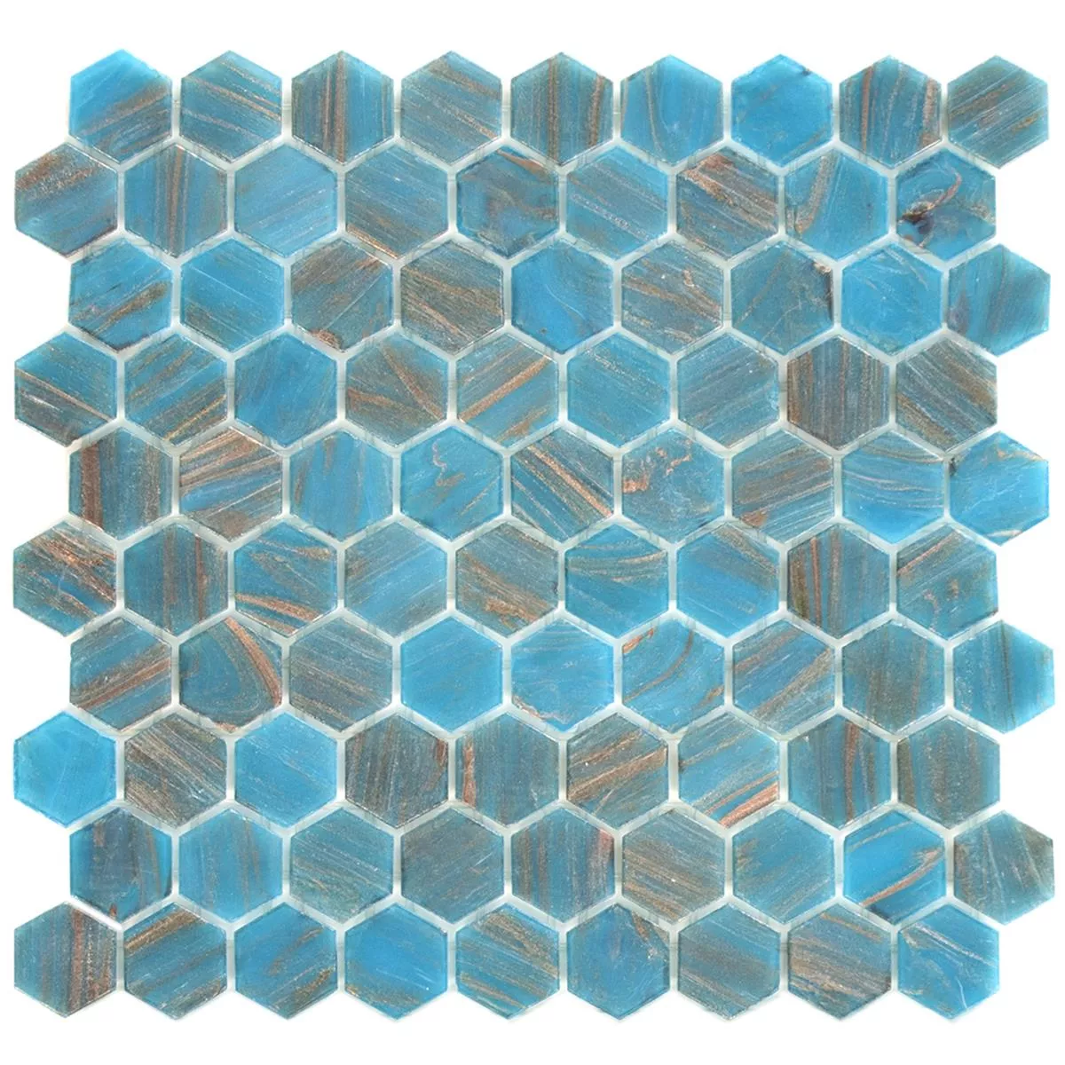 Mosaico Di Vetro Piastrelle Trend-Vi Vetro Esagono 242 Turchese Blu