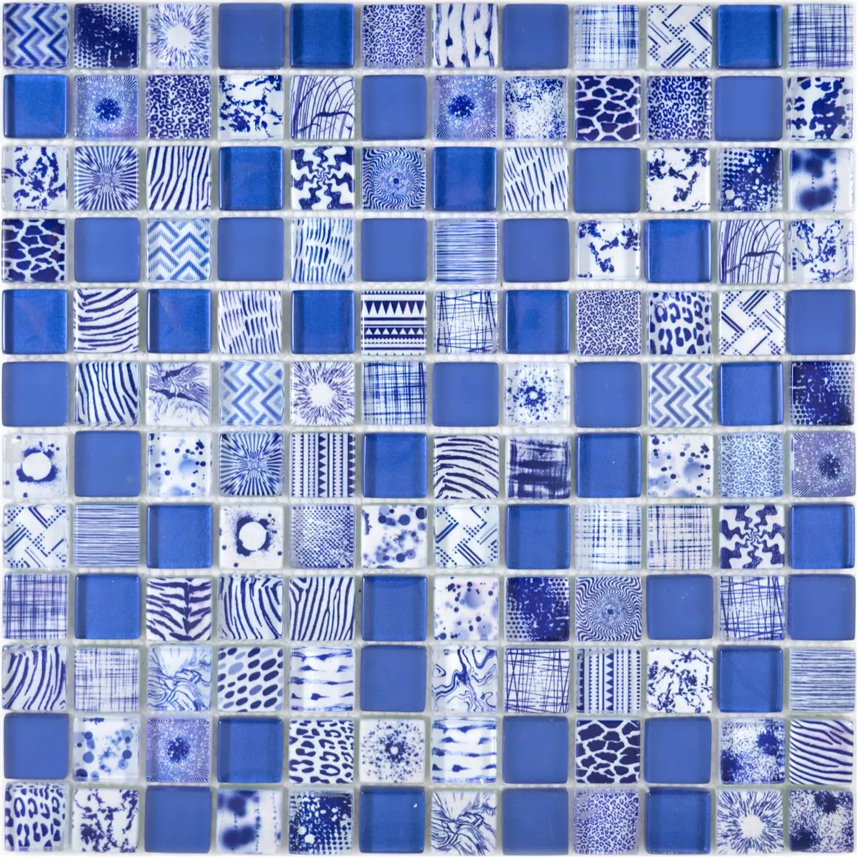 Mosaico Di Vetro Piastrelle Cornelia Ottica Retrò Blu