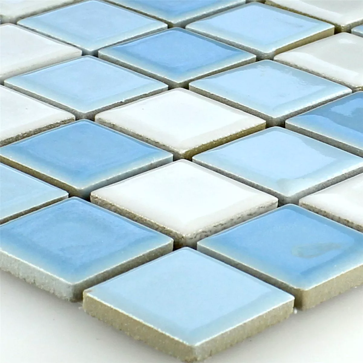 Mosaico Ceramica Blu Bianco 25x25x5mm