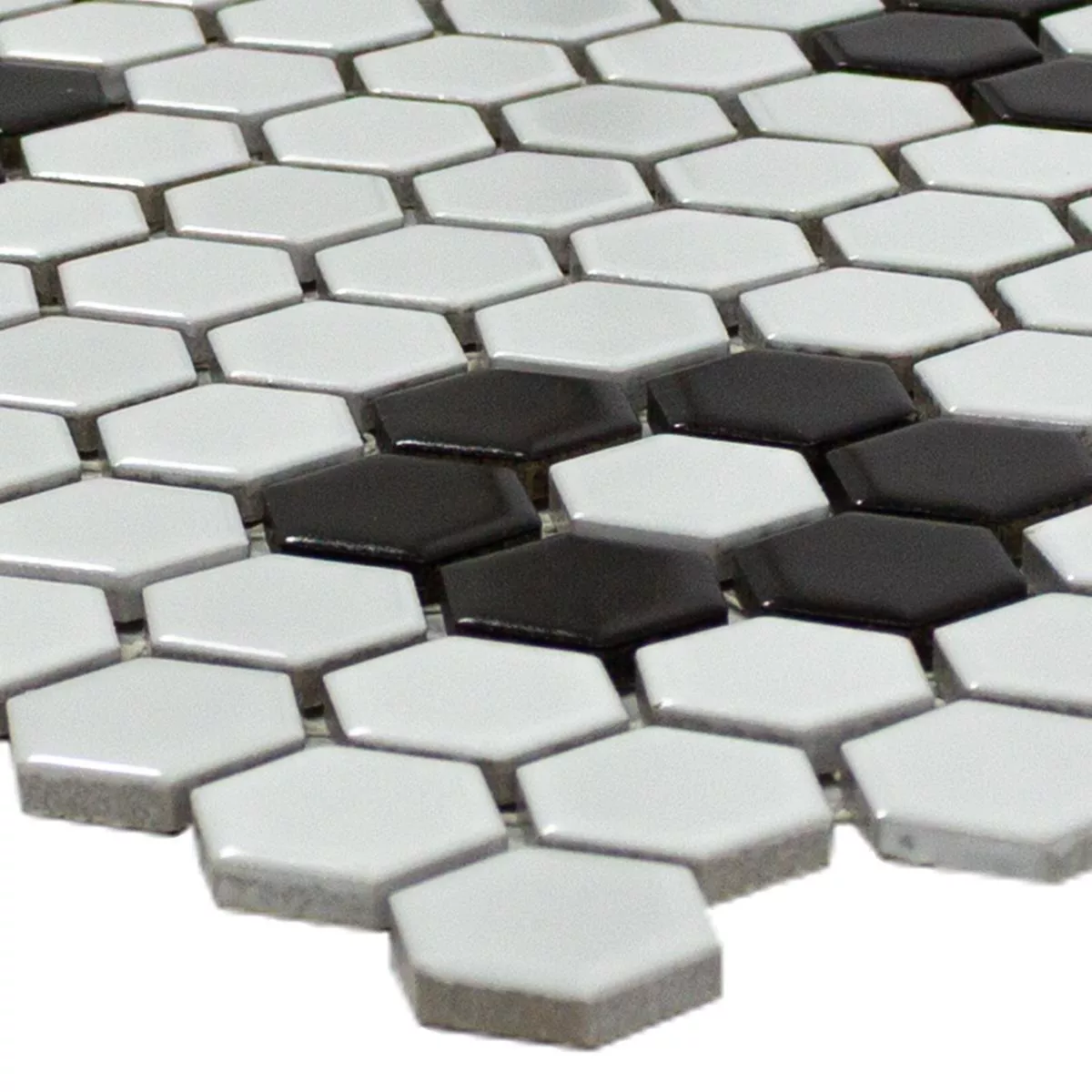 Ceramica Mosaico Esagono Osaka Nero Bianco Ceramica Mosaico Esagono Osaka Nero Bianco
