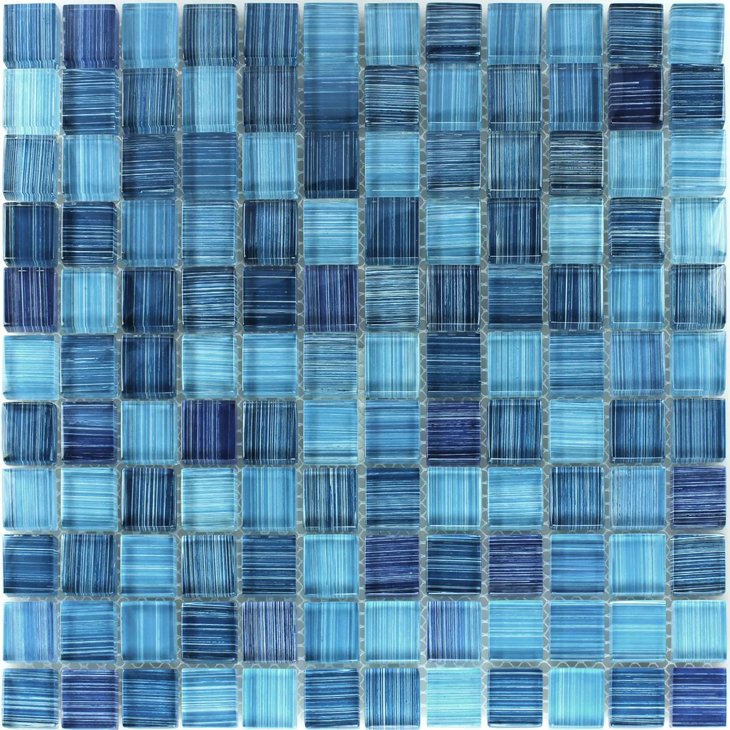 Campione Mosaico Vetro Piastrella Blu Striscia