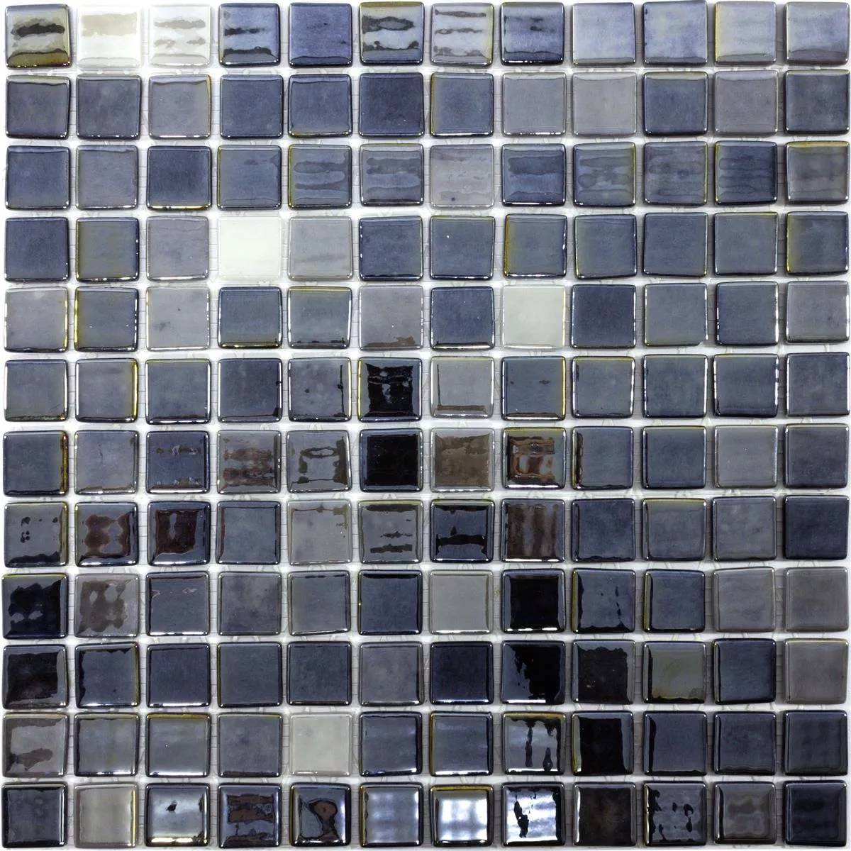 Mosaico Di Vetro Piastrelle Silvertown Antracite Metallic 25x25mm