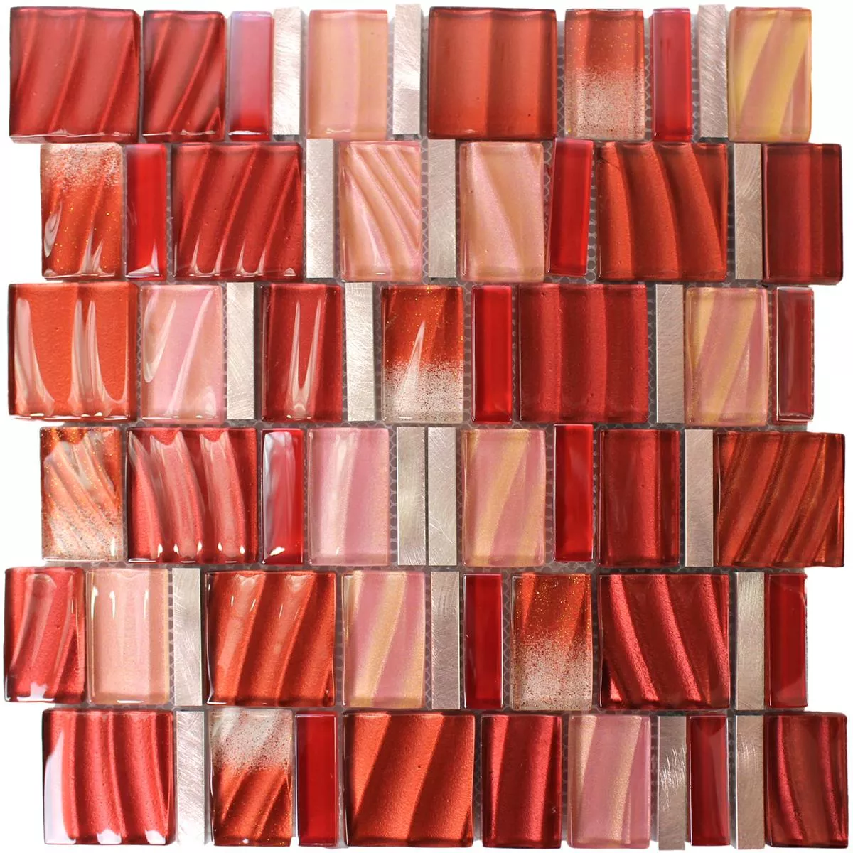 Mosaico Vetro Alluminio Rosso Rame Mix