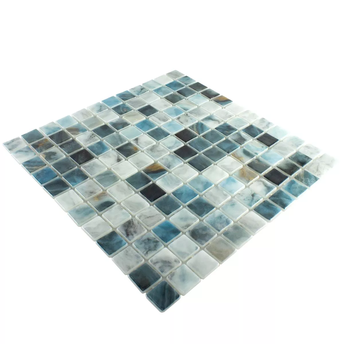 Mosaico vetro piscina Baltic Blu Grigio 25x25mm