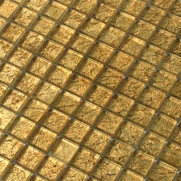 Mosaico Vetro Piastrella 23x23x8mm Oro Metallo