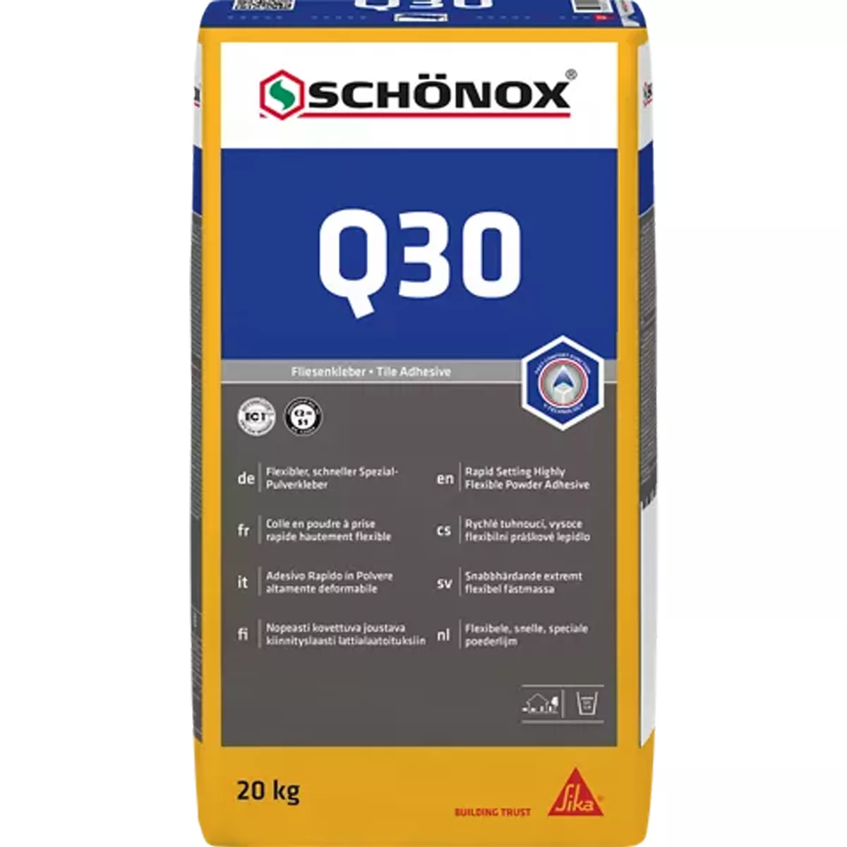Adesivo per piastrelle Schönox Q30 Adesivo in polvere speciale flessibile 20 KG