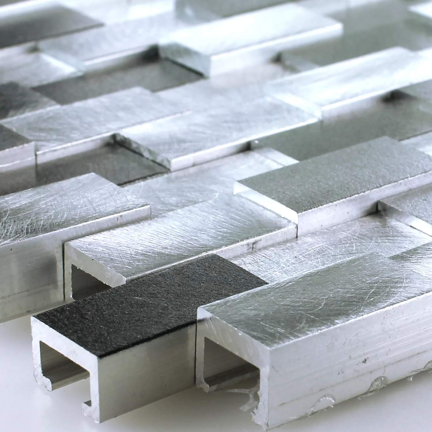 Mosaico Alluminio Metallo 3D Nero Grigio