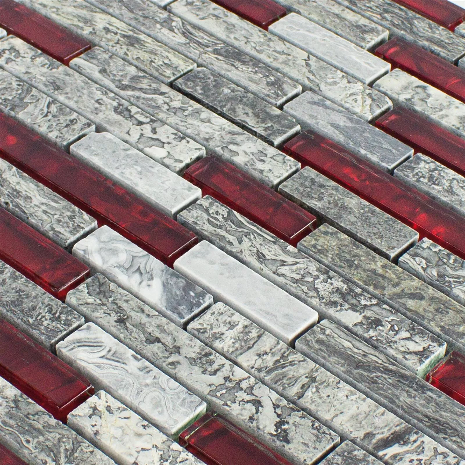 Campione Mosaico Di Vetro Pietra Naturale Piastrelle Manavgat Grigio Rosso Brick